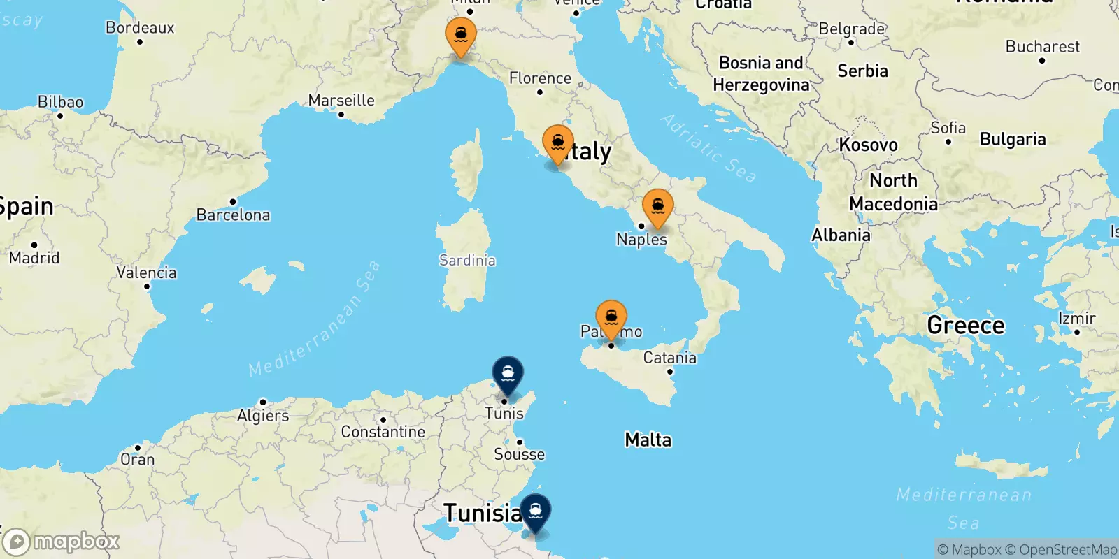 Traghetti dall'Italia per la Tunisia