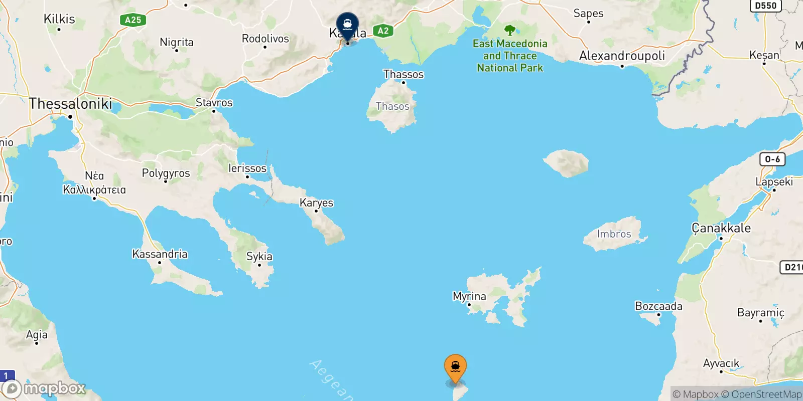 Traghetti da Agios Efstratios per Kavala