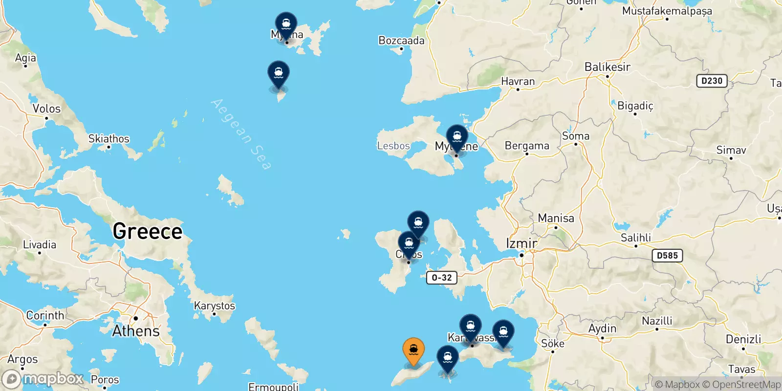 Traghetti da Agios Kirikos (Ikaria) per le Isole Egeo Nord Orientale