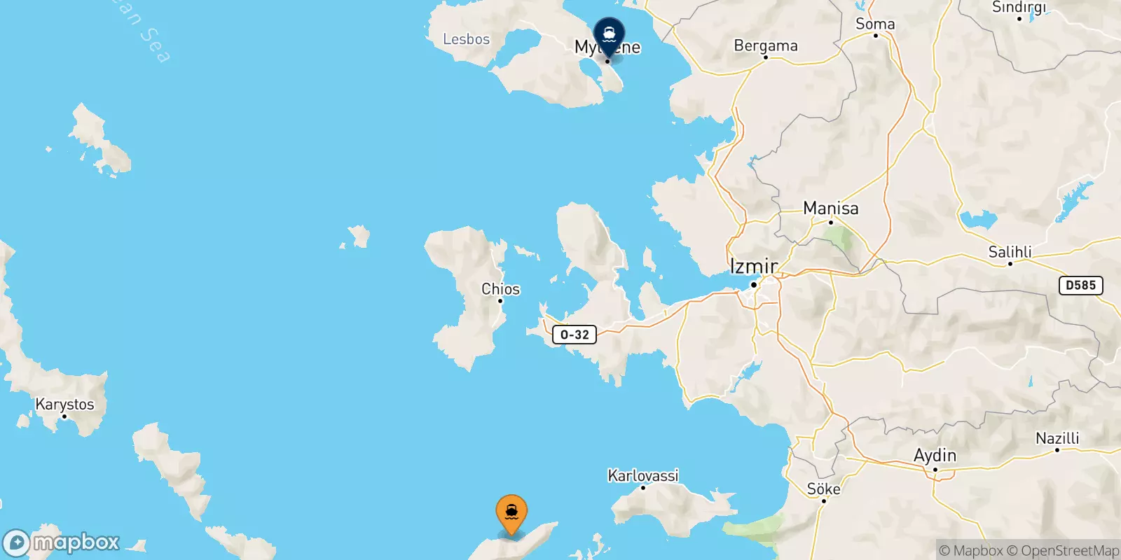 Traghetti da Agios Kirikos (Ikaria) per Mitilini (Lesvos)