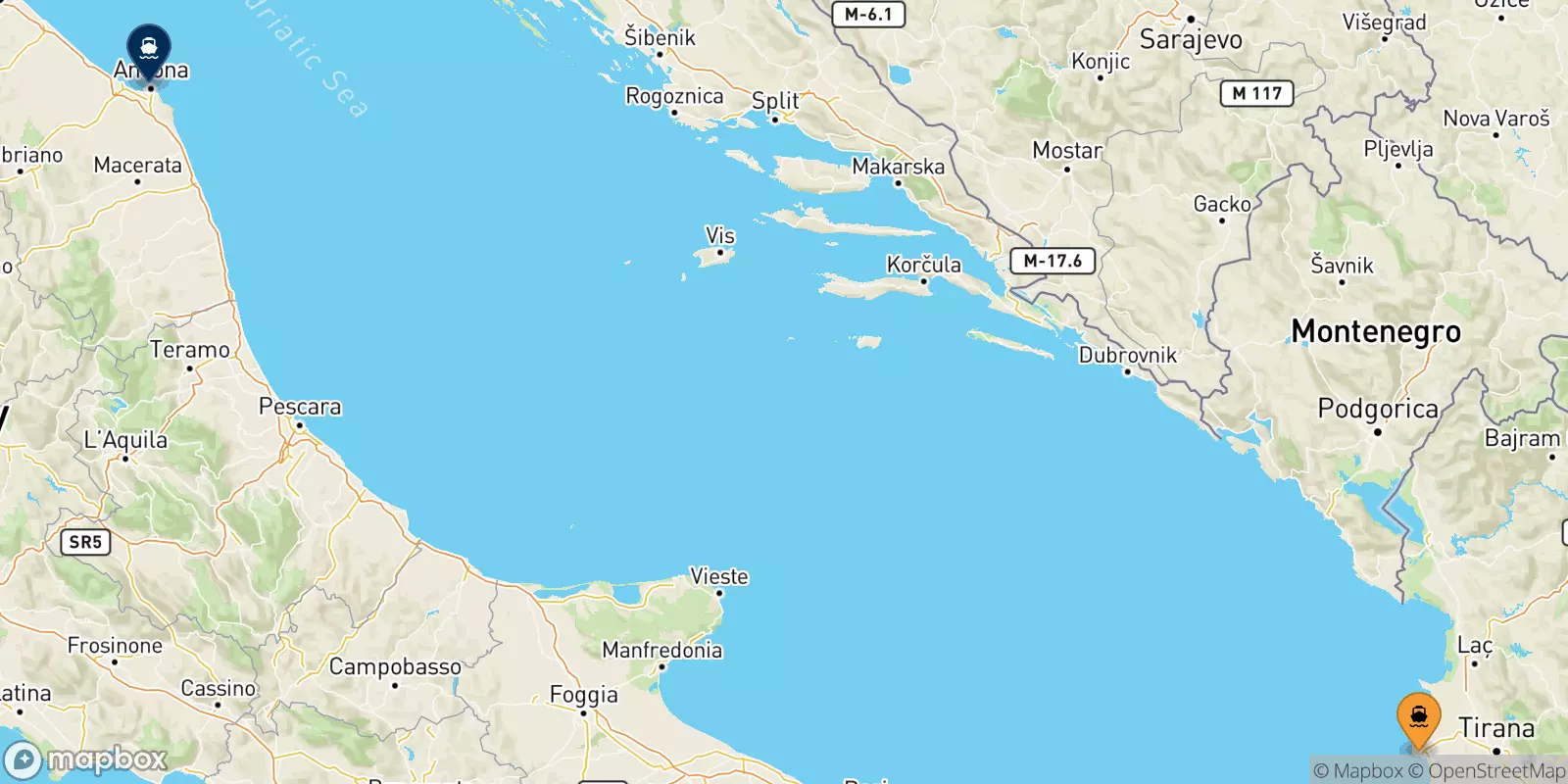 Traghetti dall'Albania per Ancona