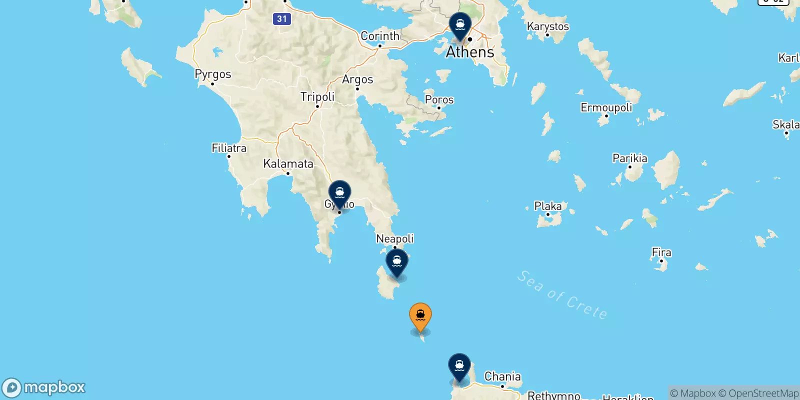 Traghetti da Antikythira per la Grecia