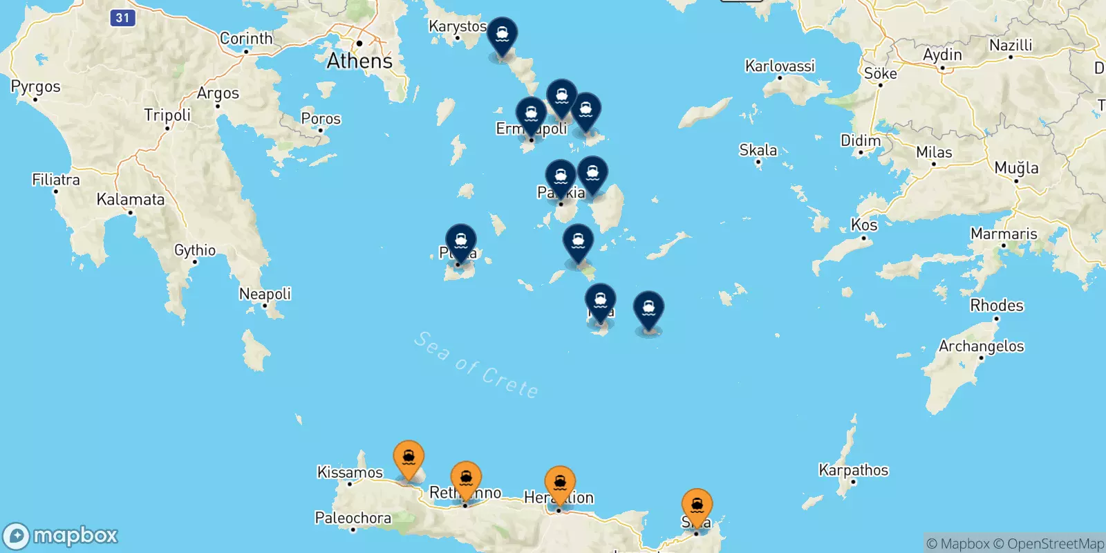 Traghetti da Creta per le Isole Cicladi