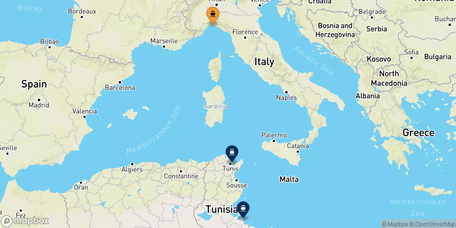 Traghetti da Genova per la Tunisia