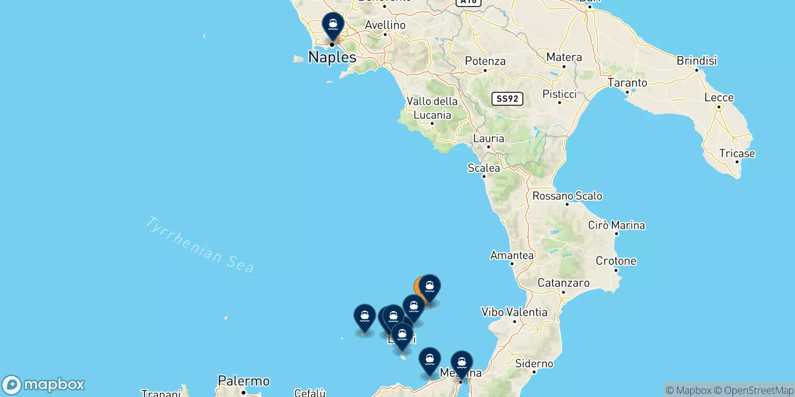 Traghetti da Ginostra (Stromboli) per l'Italia