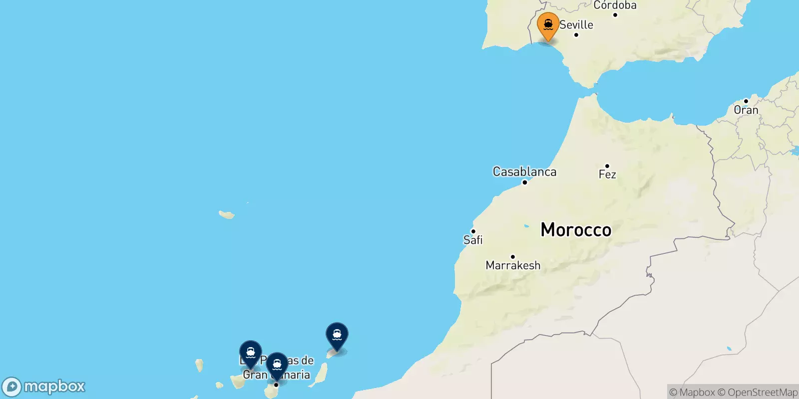 Traghetti da Huelva per le Isole Canarie