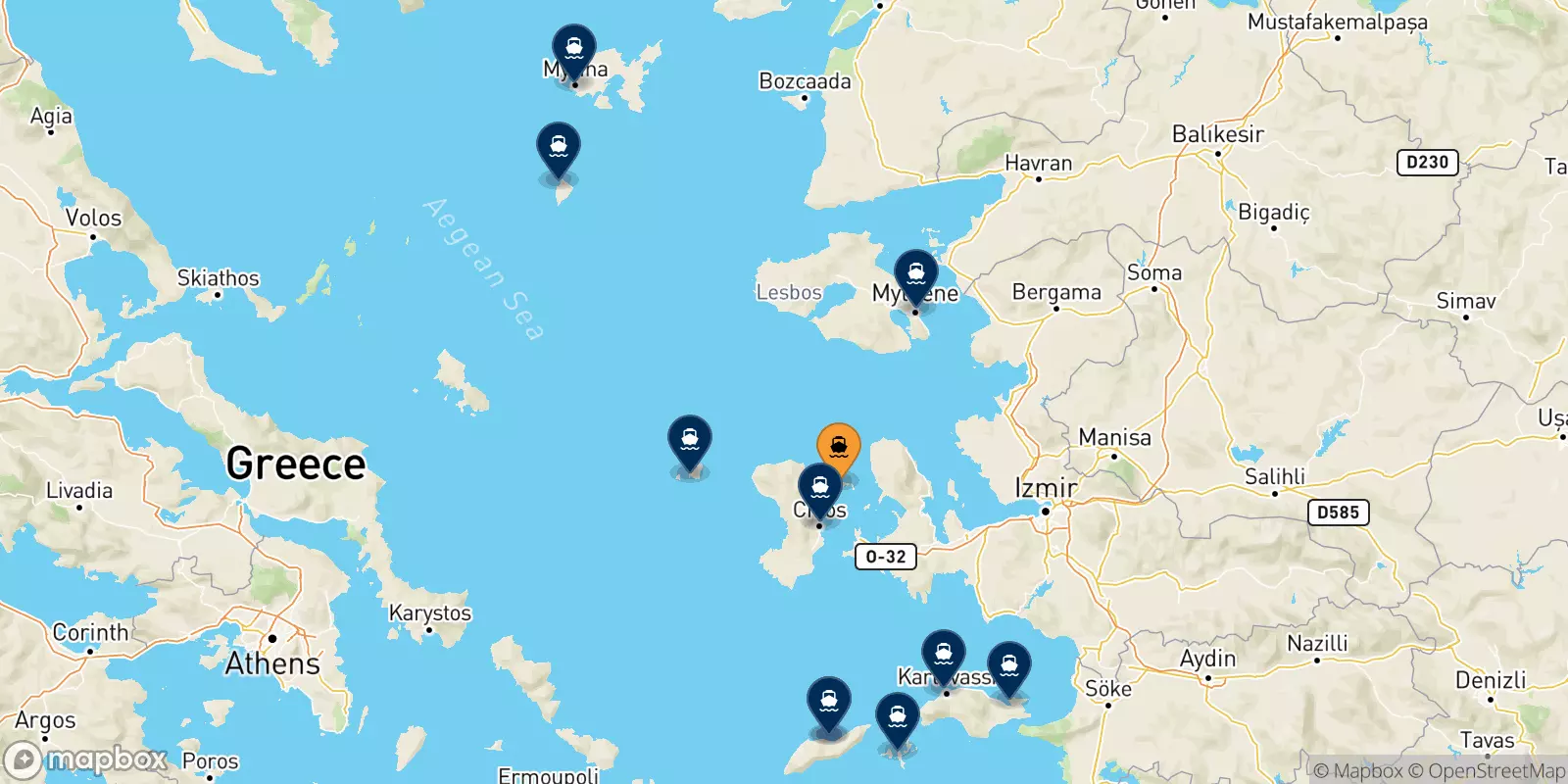 Traghetti da Inousses per le Isole Egeo Nord Orientale