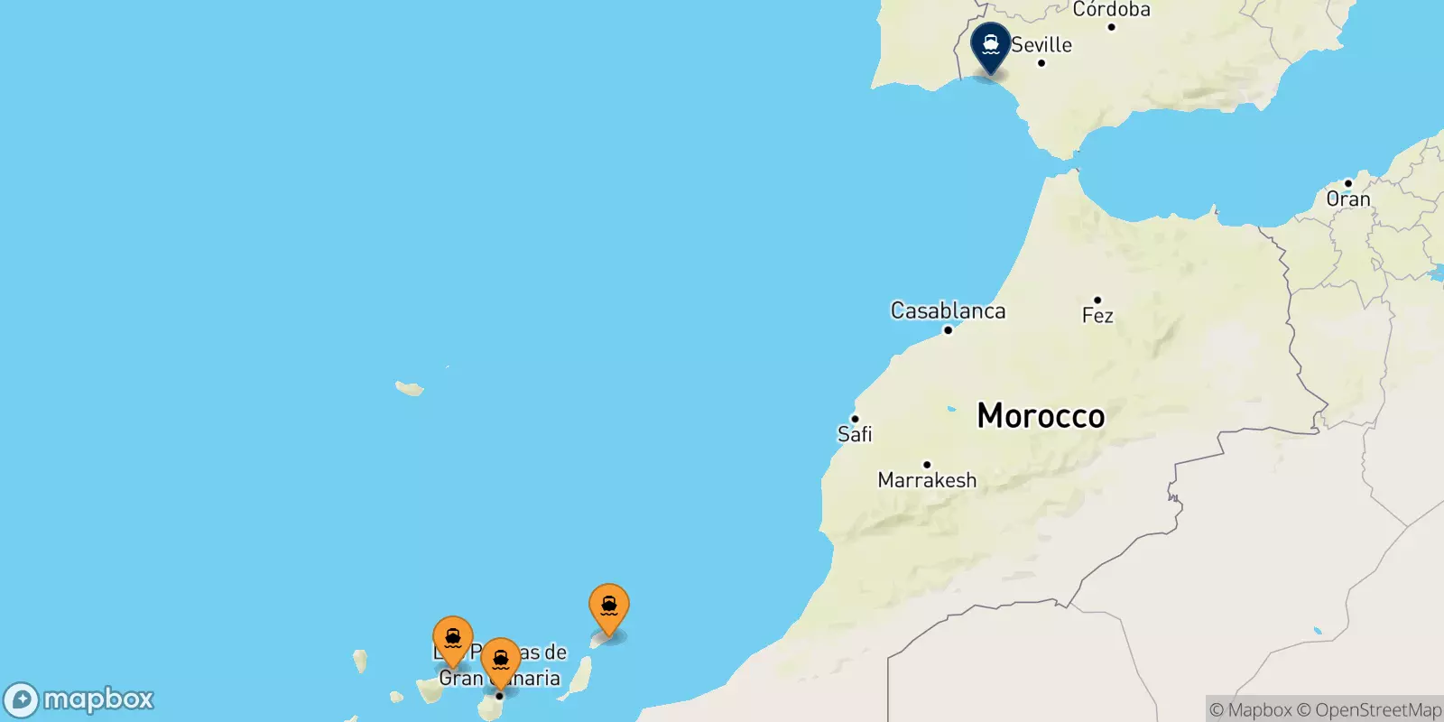 Traghetti dalle Isole Canarie per Huelva