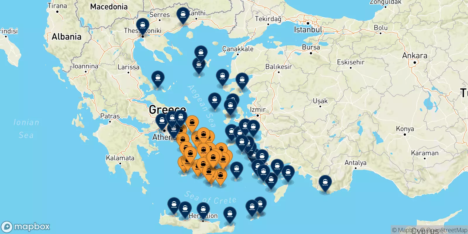 Traghetti dalle Isole Cicladi per la Grecia