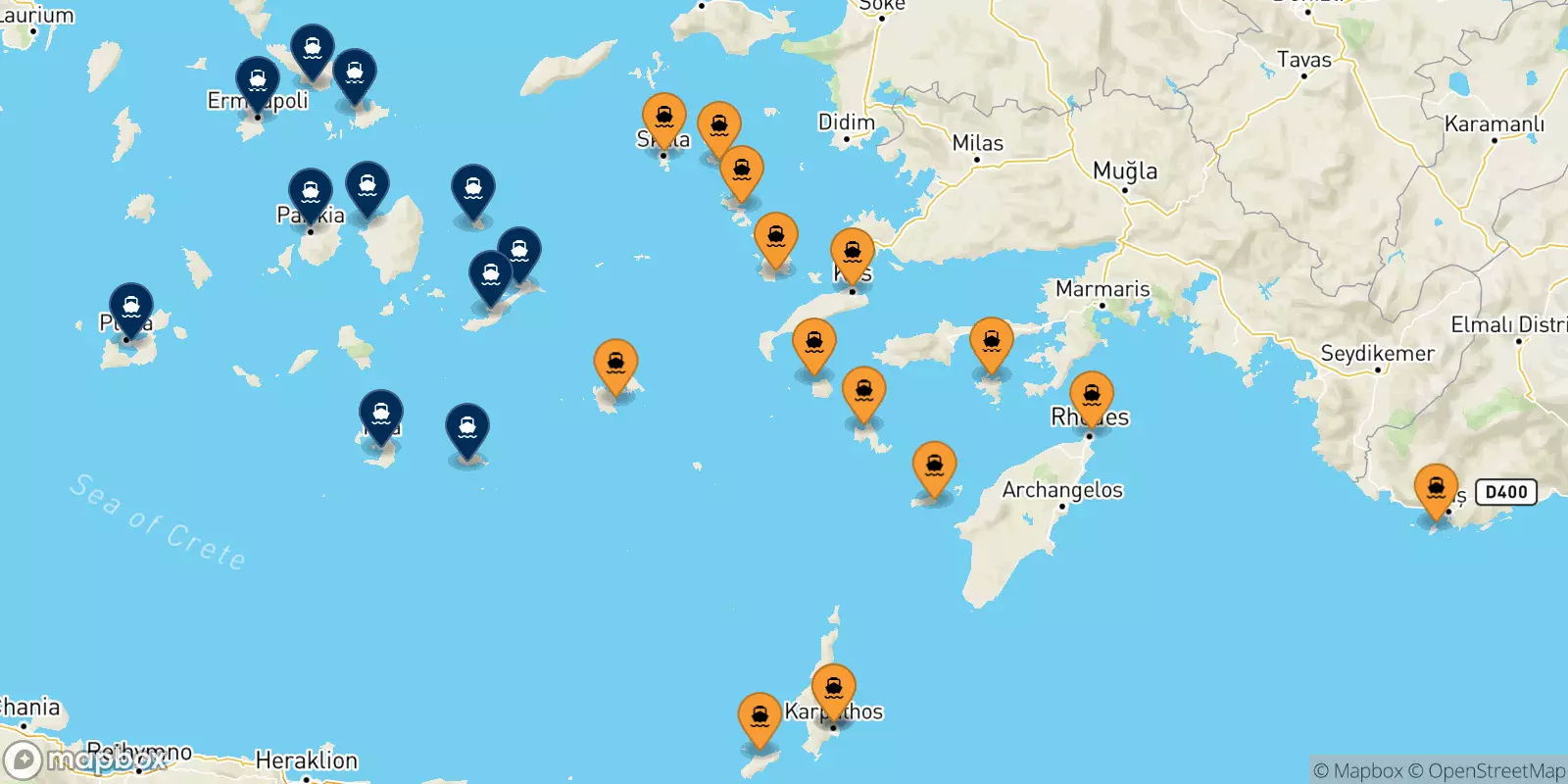 Traghetti dalle Isole Dodecaneso per le Isole Cicladi