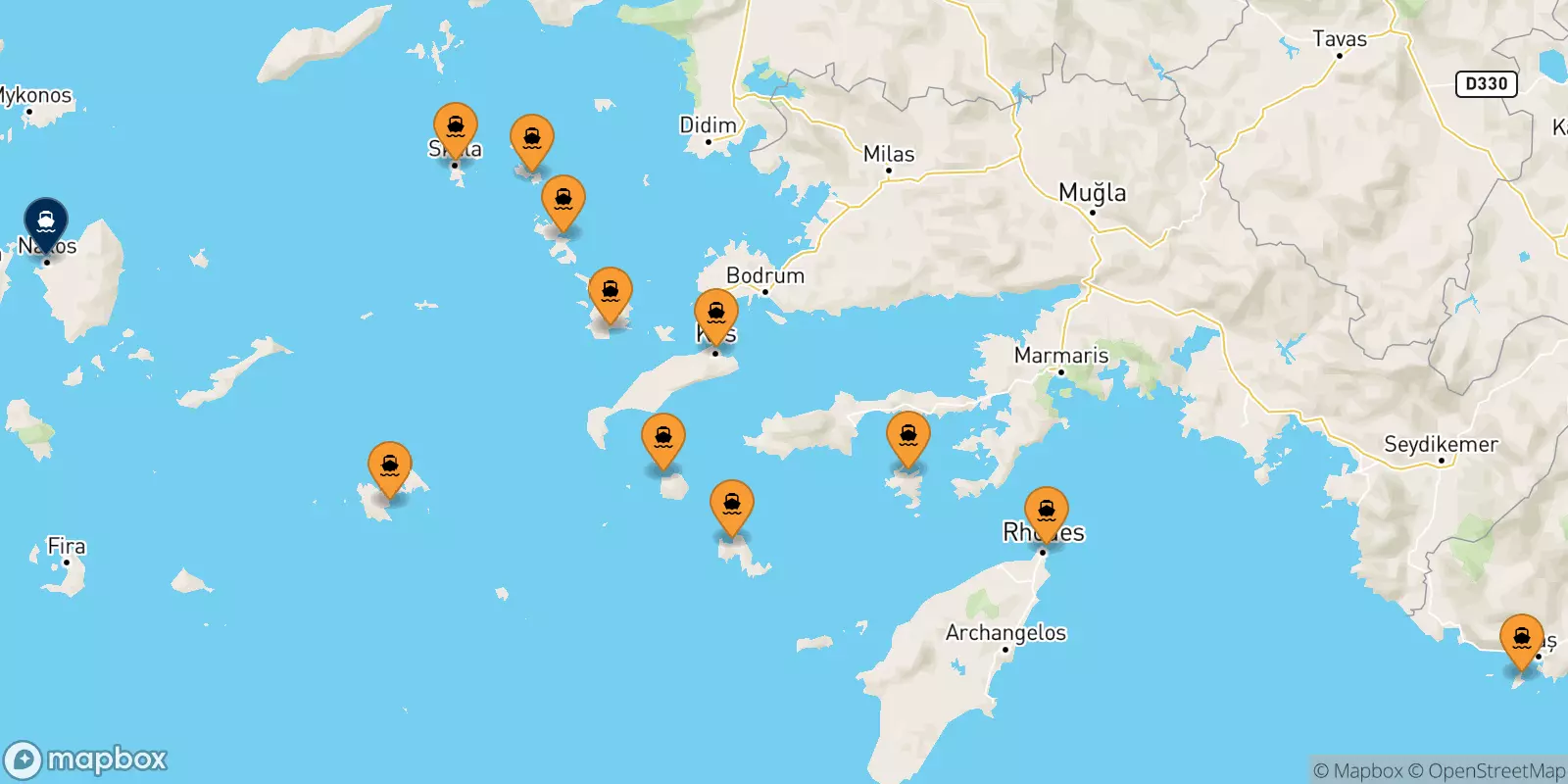 Traghetti dalle Isole Dodecaneso per Naxos