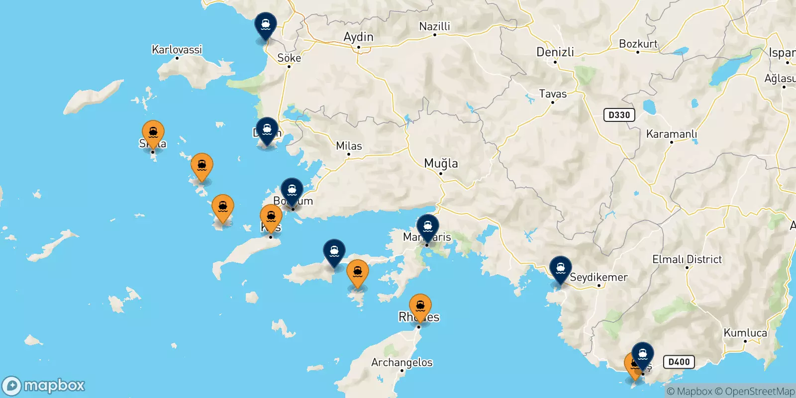 Traghetti dalle Isole Dodecaneso per la Turchia