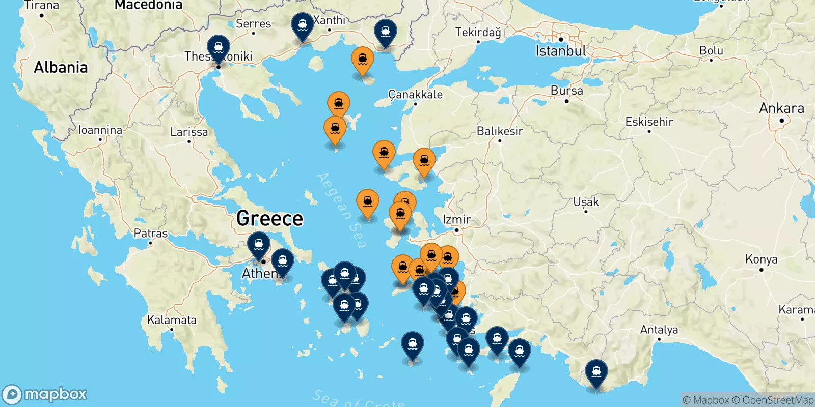 Traghetti dalle Isole Egeo Nord Orientale per la Grecia