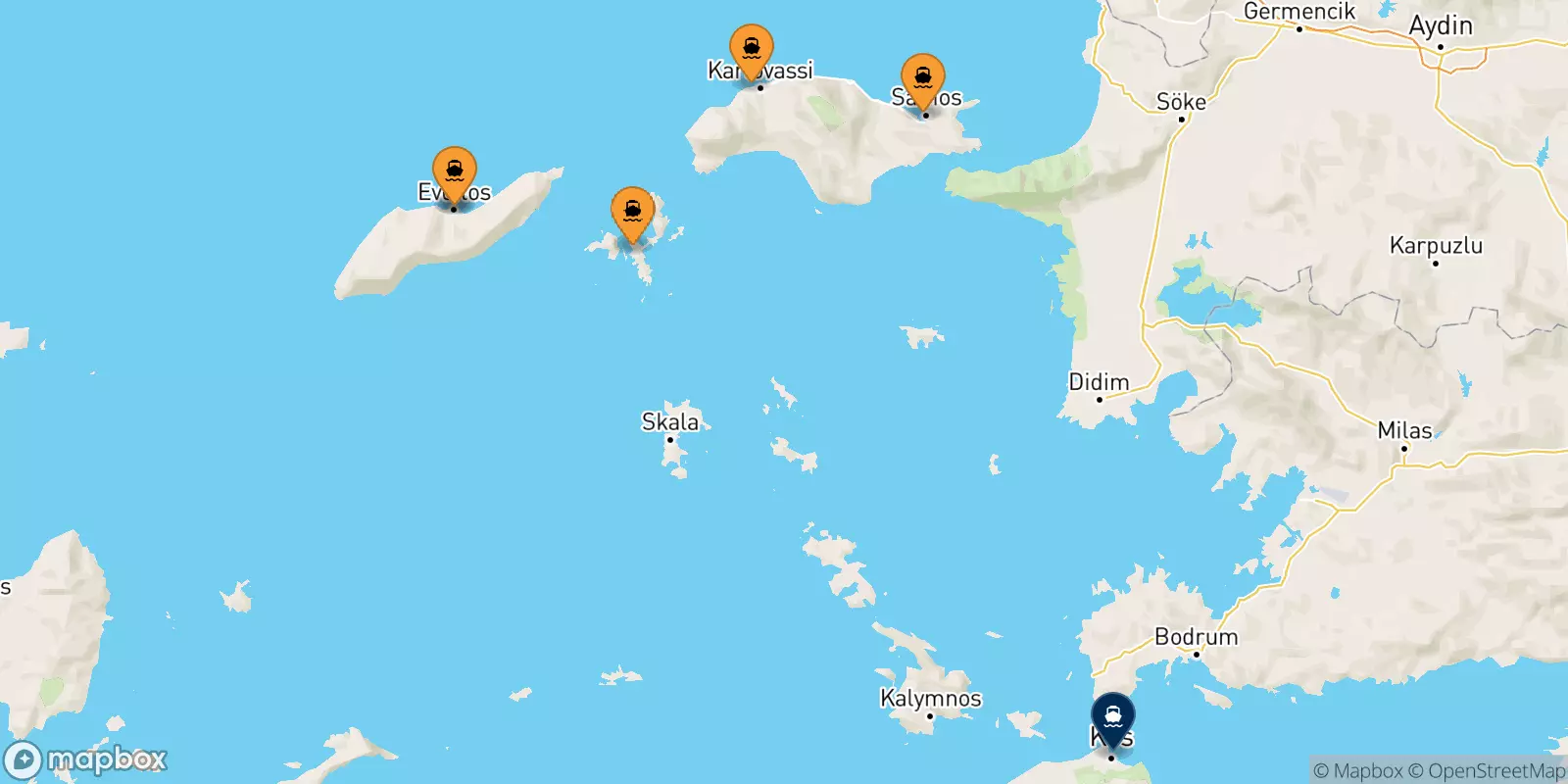 Traghetti dalle Isole Egeo Nord Orientale per Kos