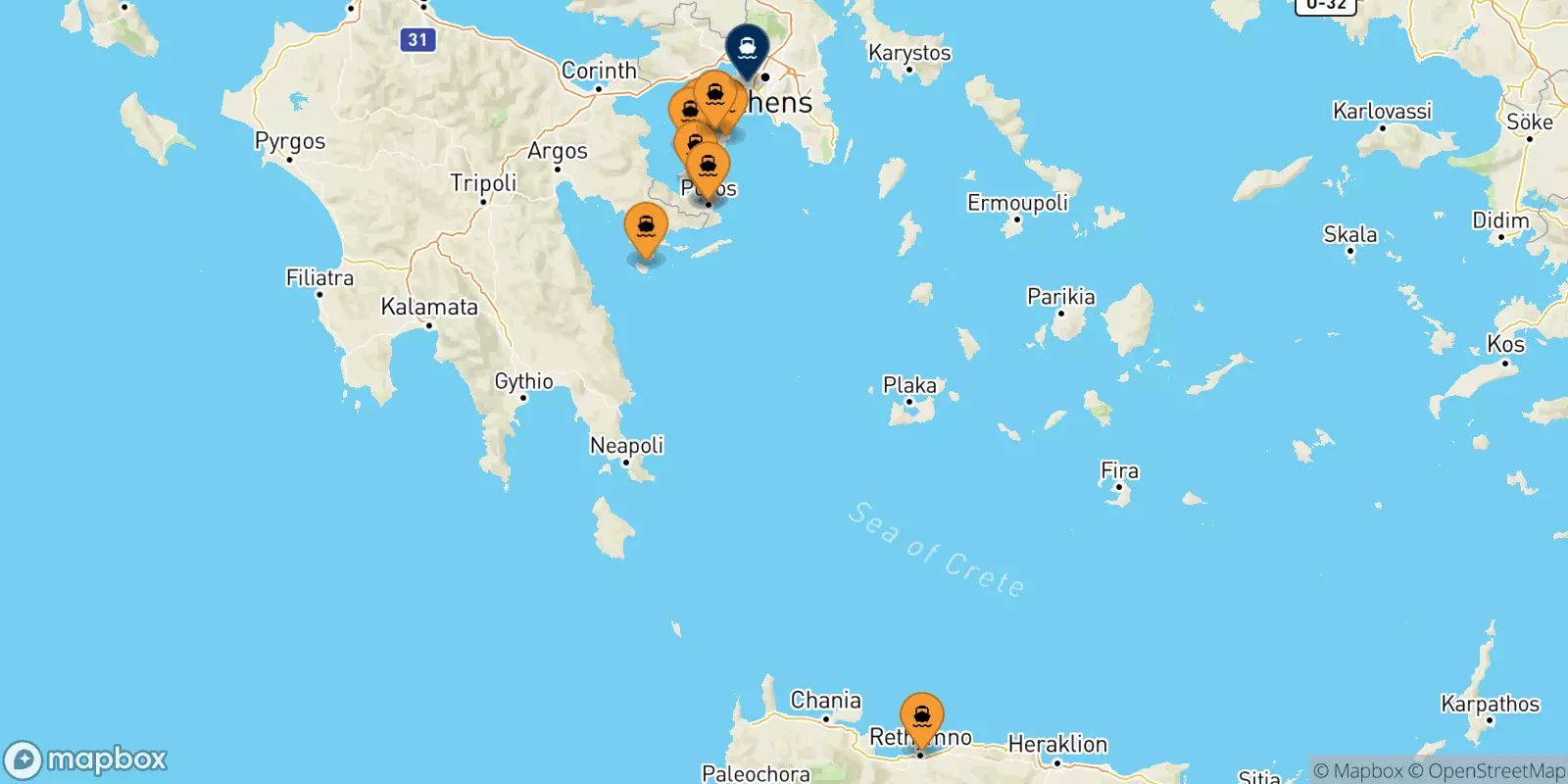 Traghetti dalle Isole Saroniche per Pireo