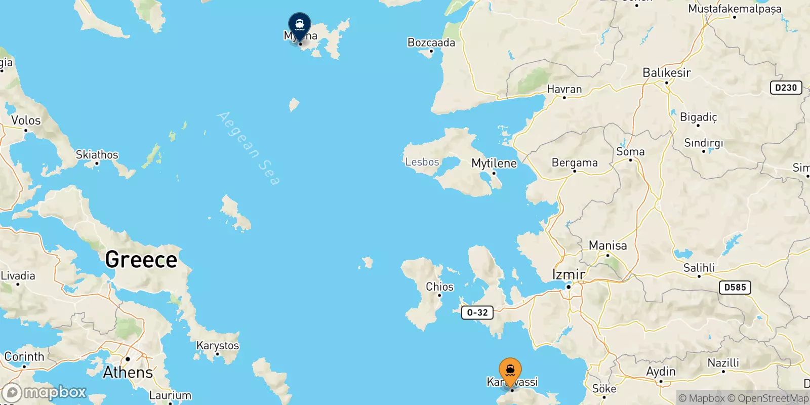 Traghetti da Karlovassi (Samos) per Mirina (Limnos)