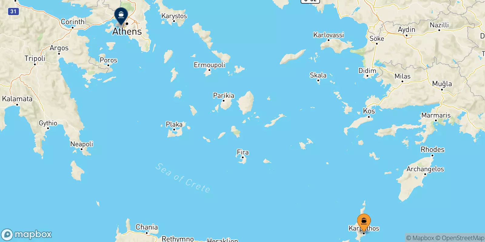 Traghetti da Karpathos per Pireo