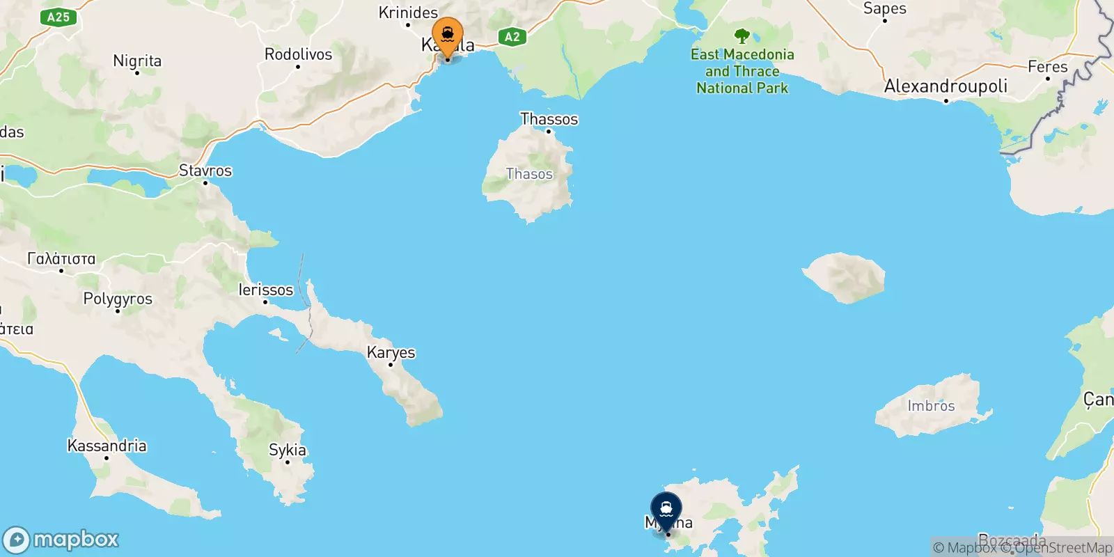 Traghetti da Kavala per Mirina (Limnos)