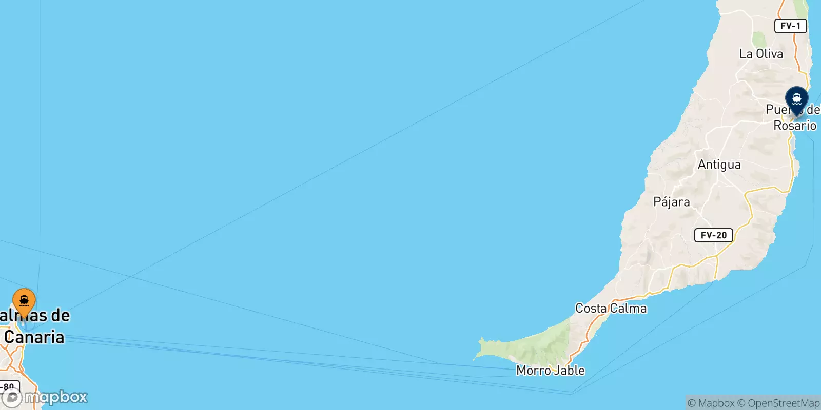 Traghetti da Las Palmas De Gran Canaria per Puerto Del Rosario (Fuerteventura)