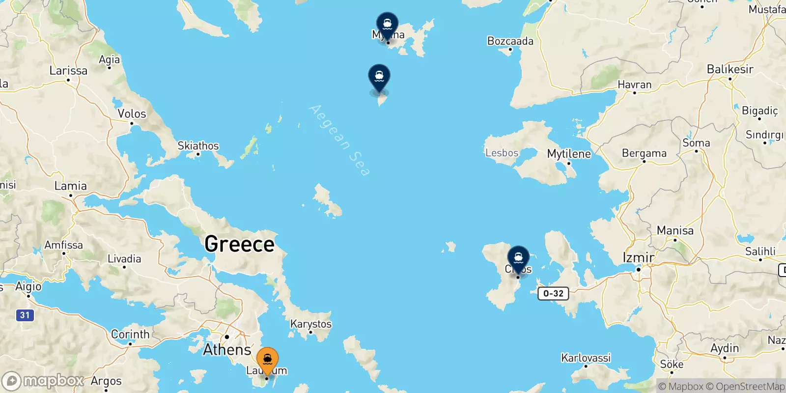 Traghetti da Lavrio per le Isole Egeo Nord Orientale