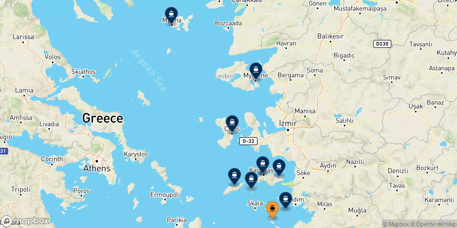 Traghetti da Leros per le Isole Egeo Nord Orientale