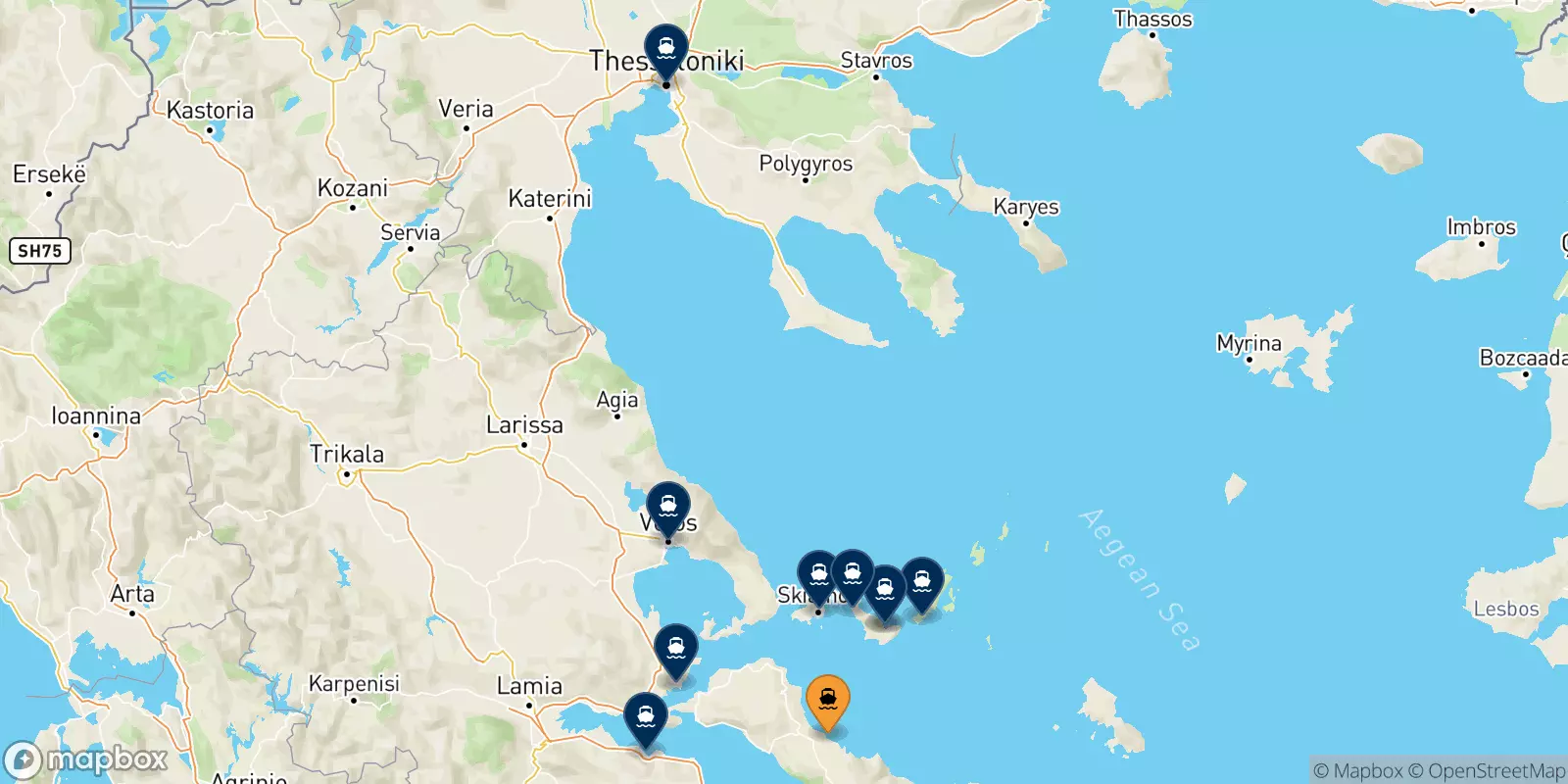 Traghetti da Mantoudi (Evia) per la Grecia