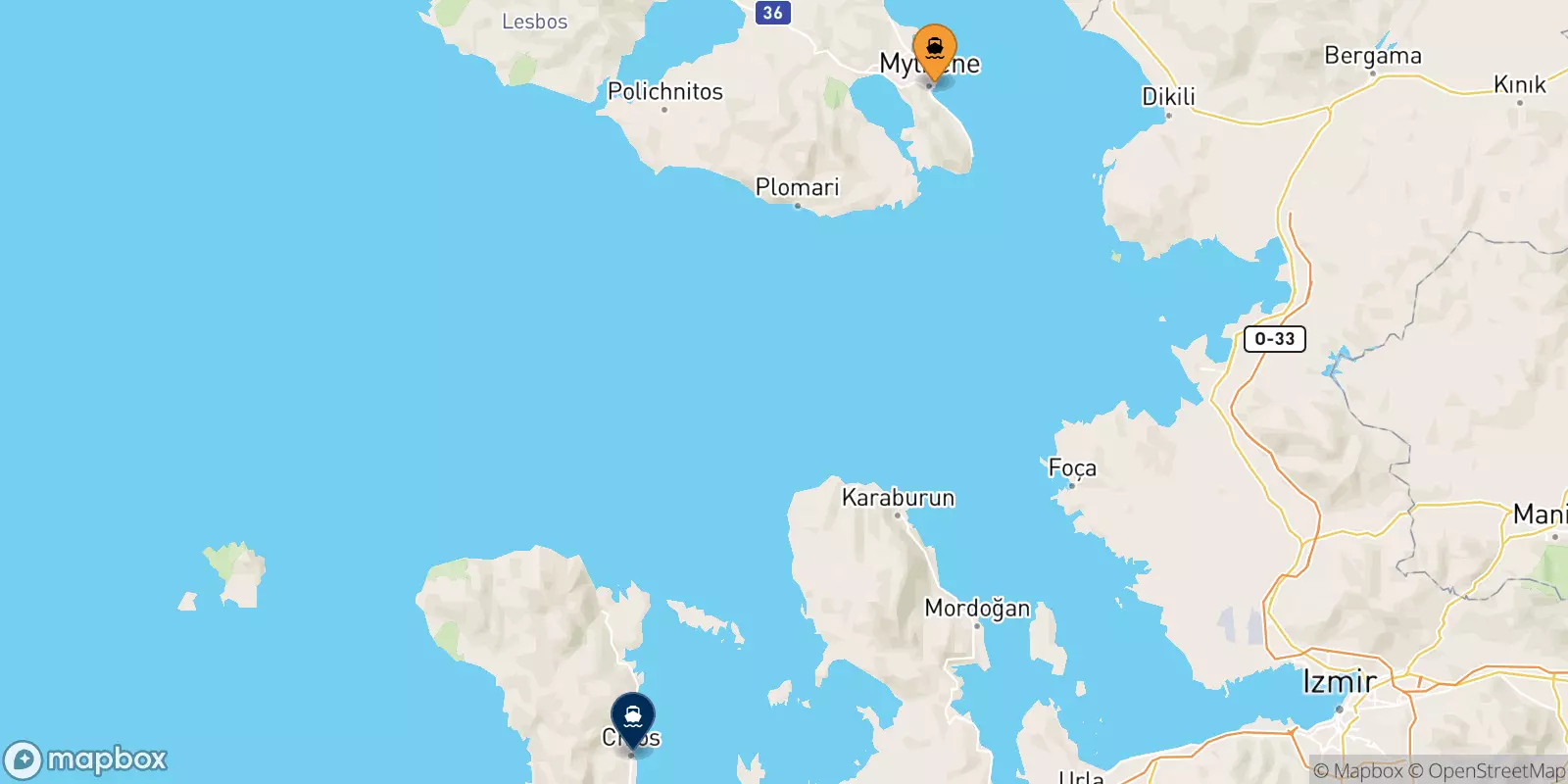 Traghetti da Mitilini (Lesvos) per Chios