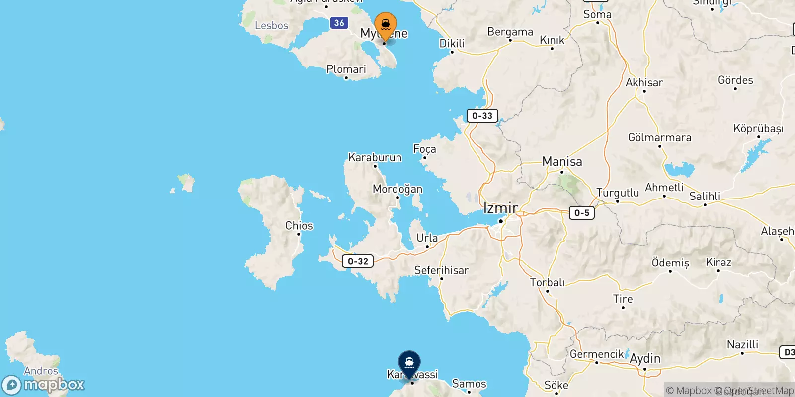 Traghetti da Mitilini (Lesvos) per Karlovassi (Samos)