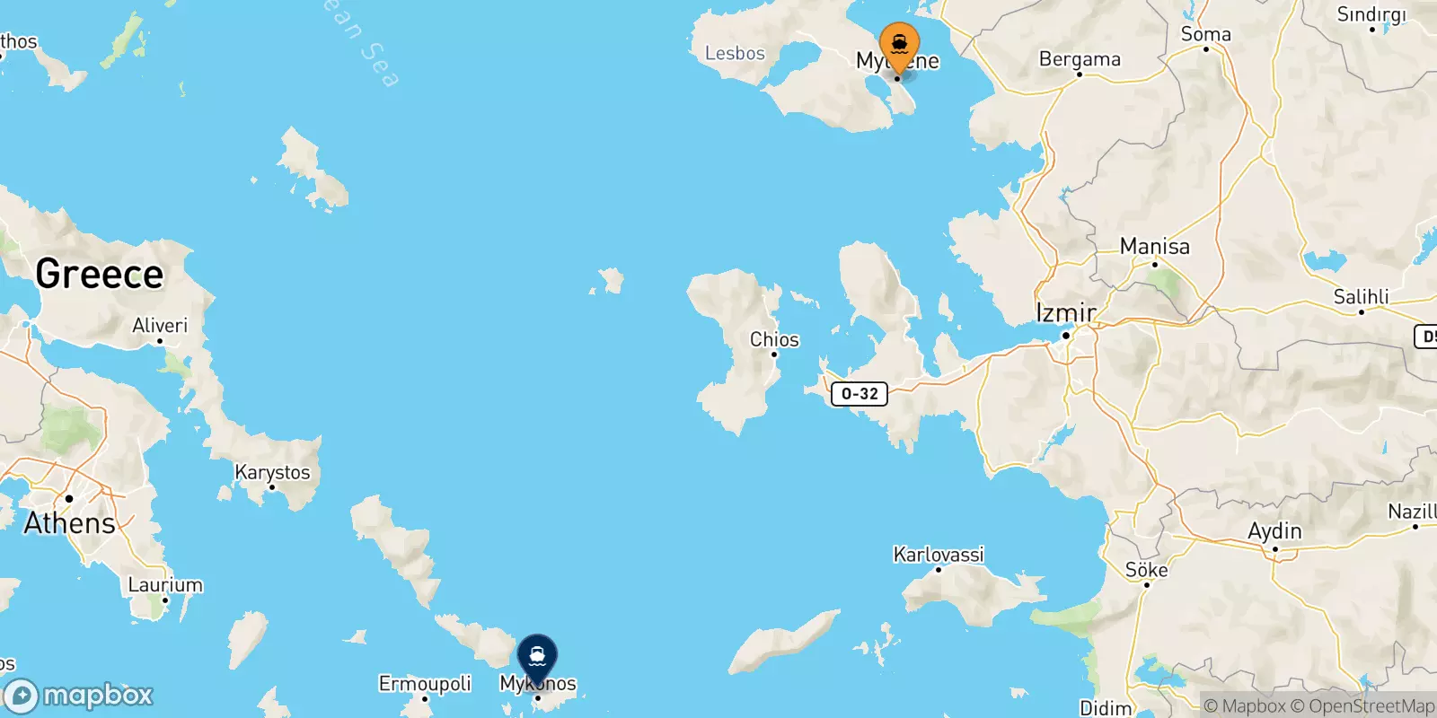 Traghetti da Mitilini (Lesvos) per Mykonos