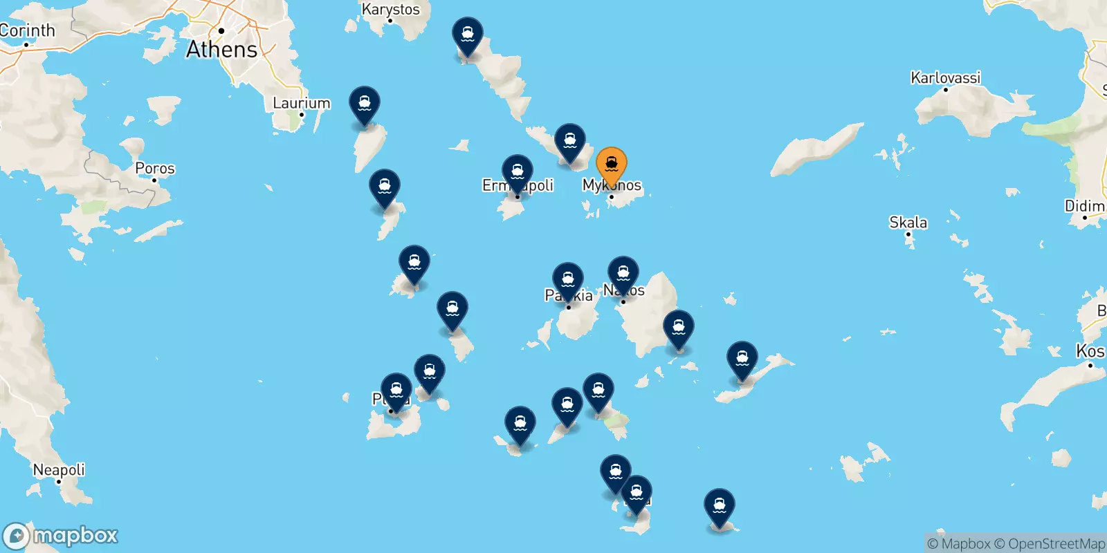 Traghetti da Mykonos per le Isole Cicladi