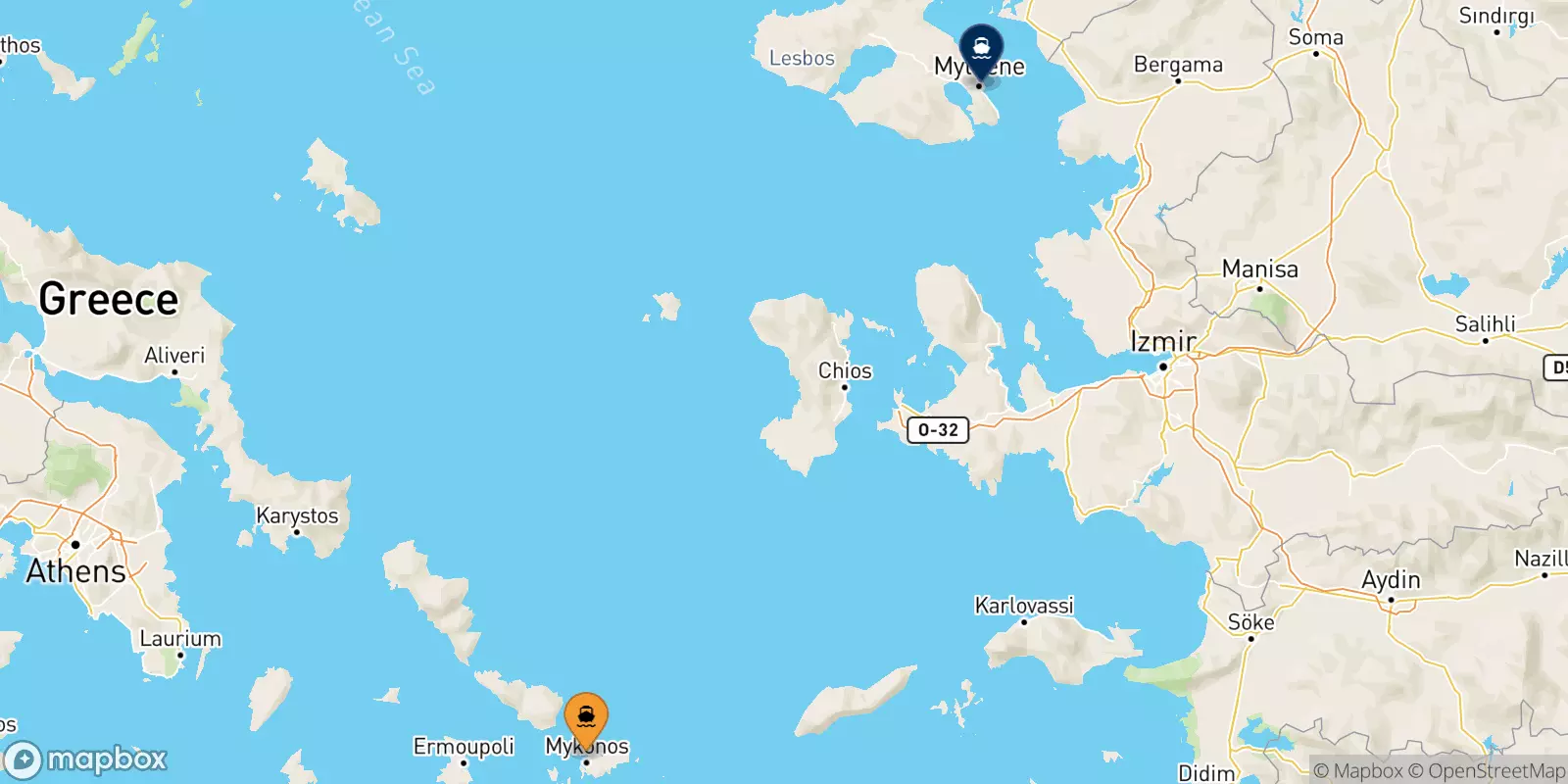 Traghetti da Mykonos per Mitilini (Lesvos)