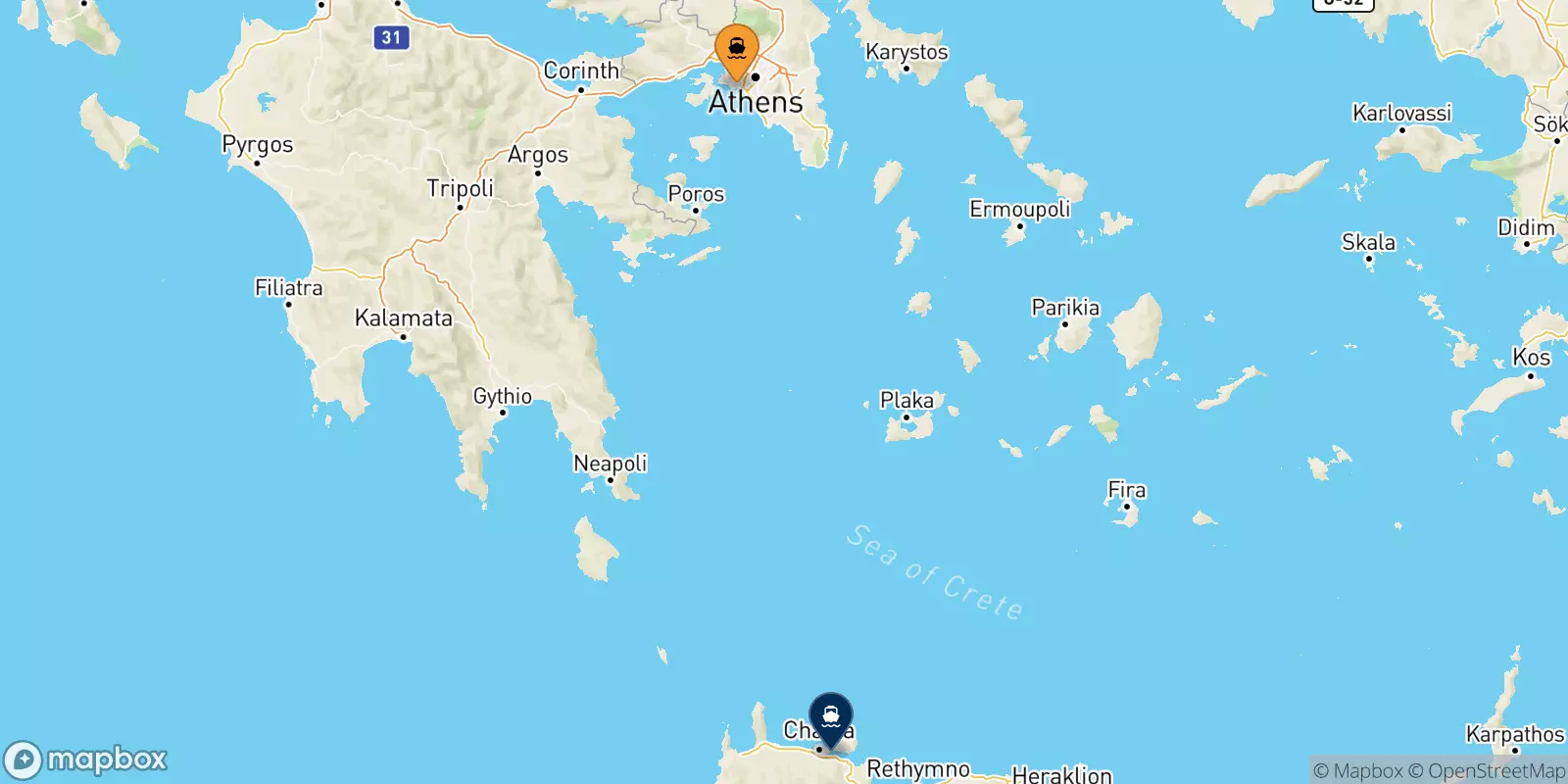 Traghetti da Pireo per Chania