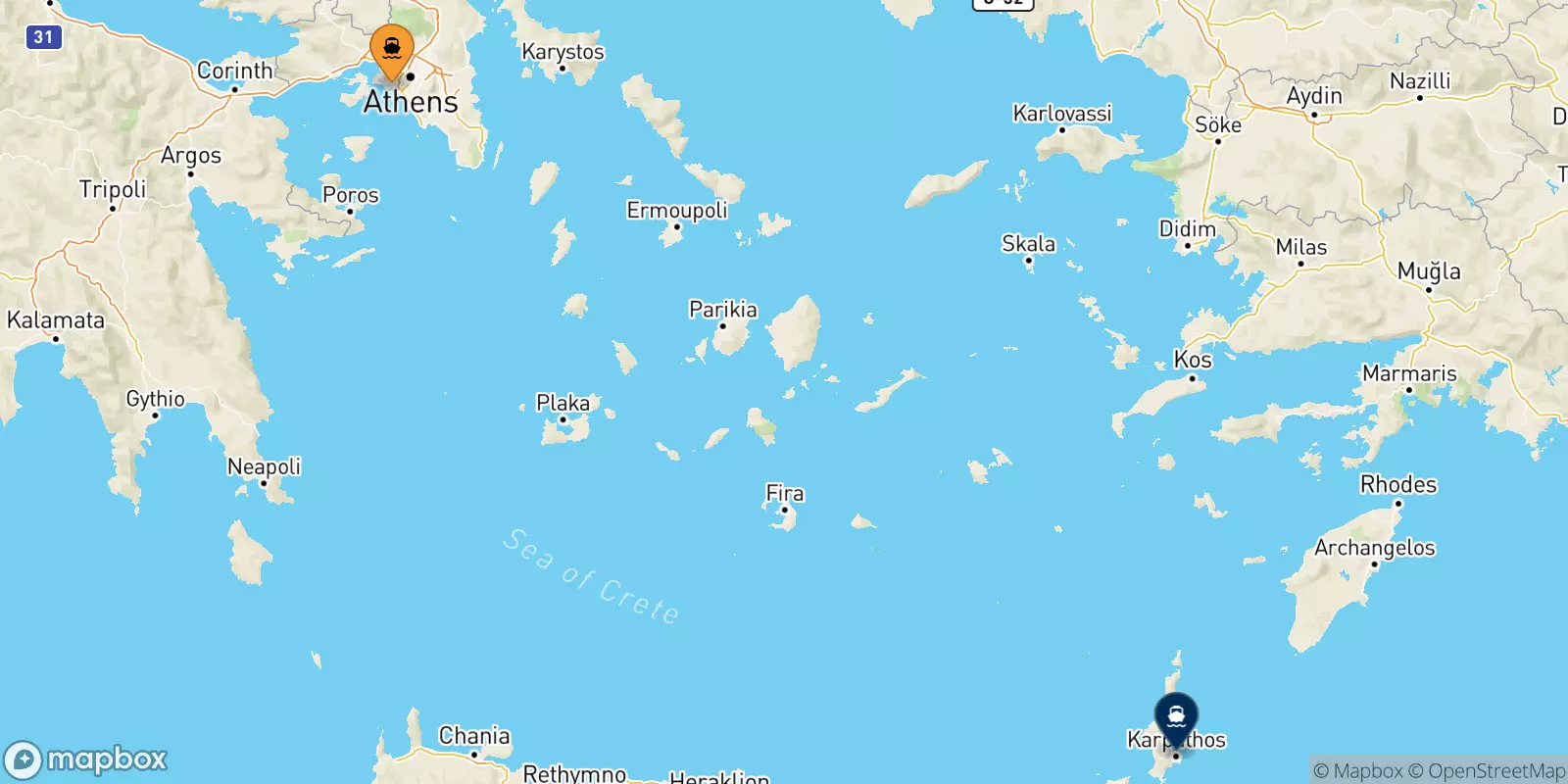 Traghetti da Pireo per Karpathos