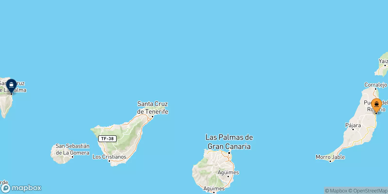 Traghetti da Puerto Del Rosario (Fuerteventura) per Santa Cruz De La Palma