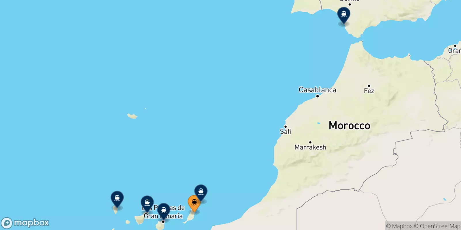 Traghetti da Puerto Del Rosario (Fuerteventura) per la Spagna