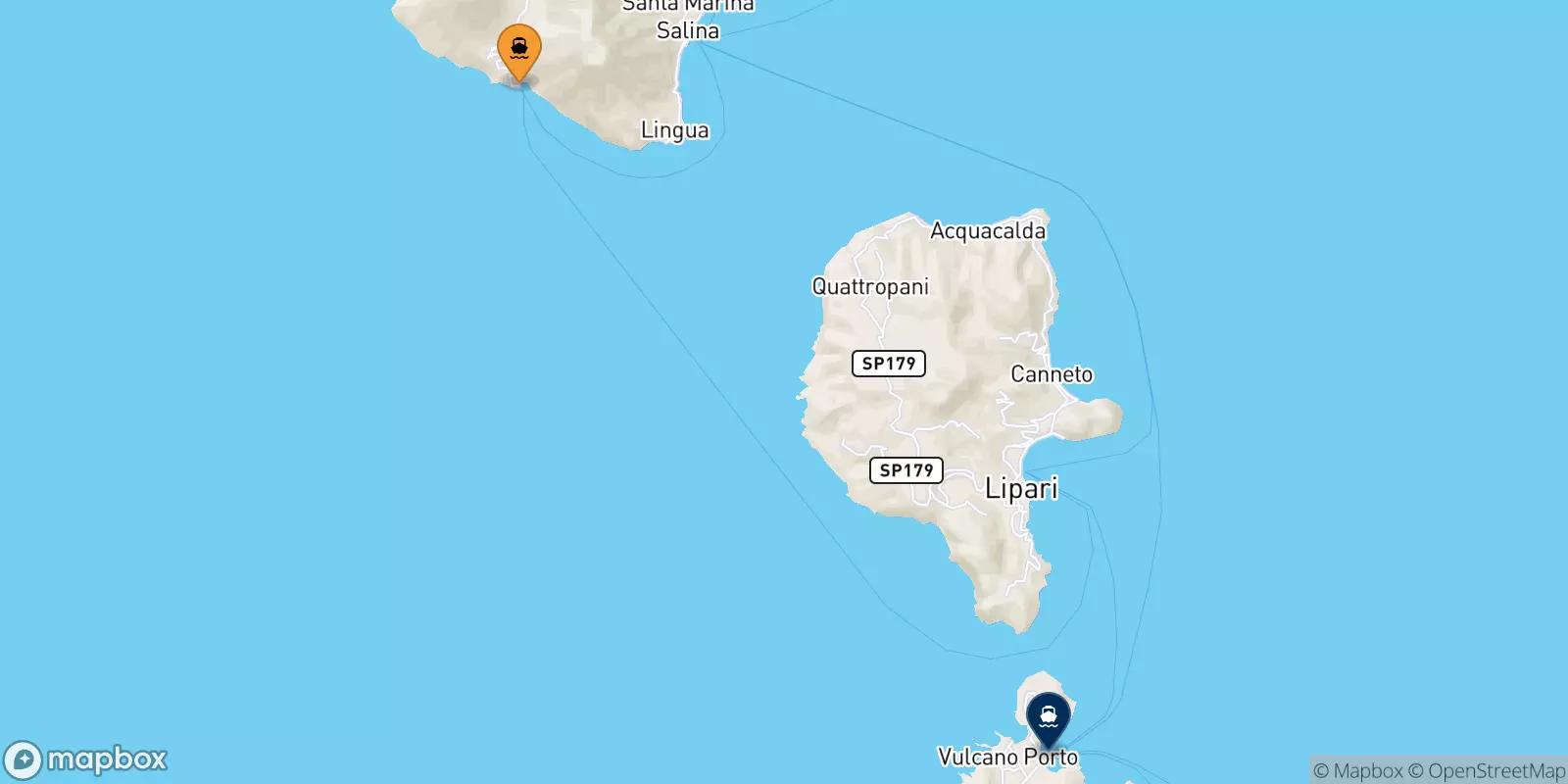 Traghetti da Rinella (Salina) per Vulcano