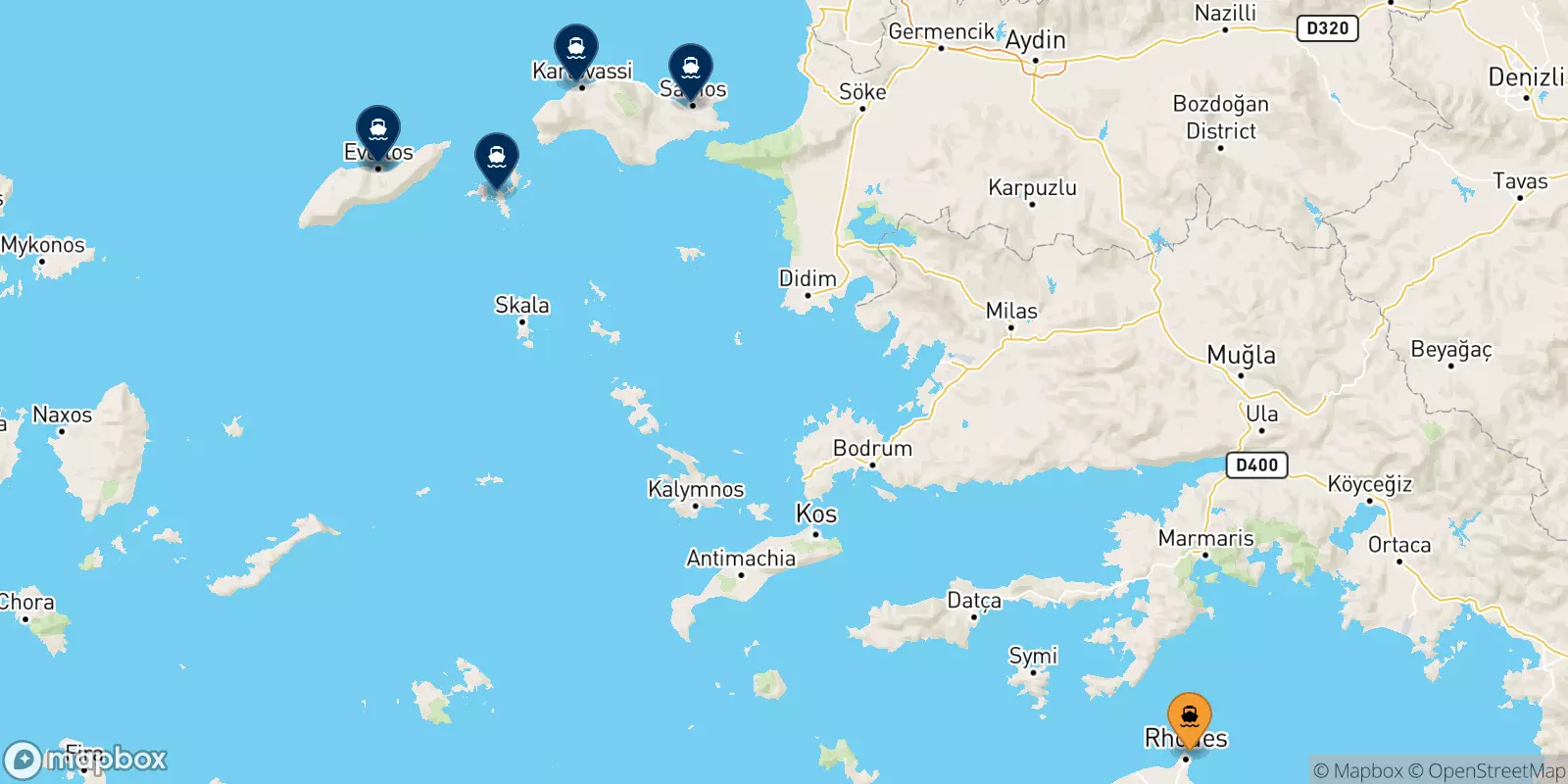 Traghetti da Rodi per le Isole Egeo Nord Orientale