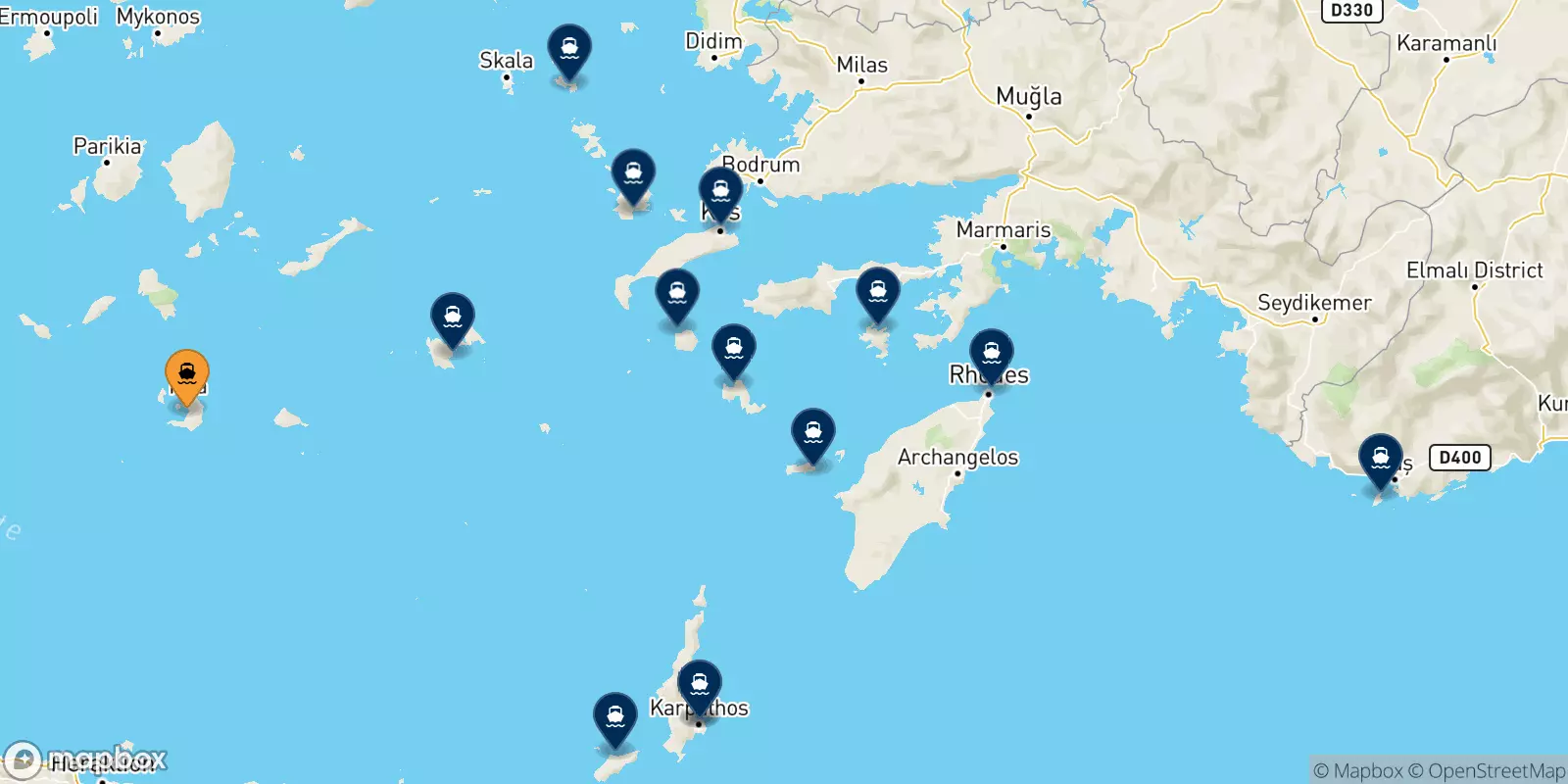 Traghetti da Santorini per le Isole Dodecaneso