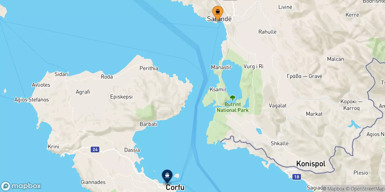 Traghetti da Saranda per le Isole Ionie