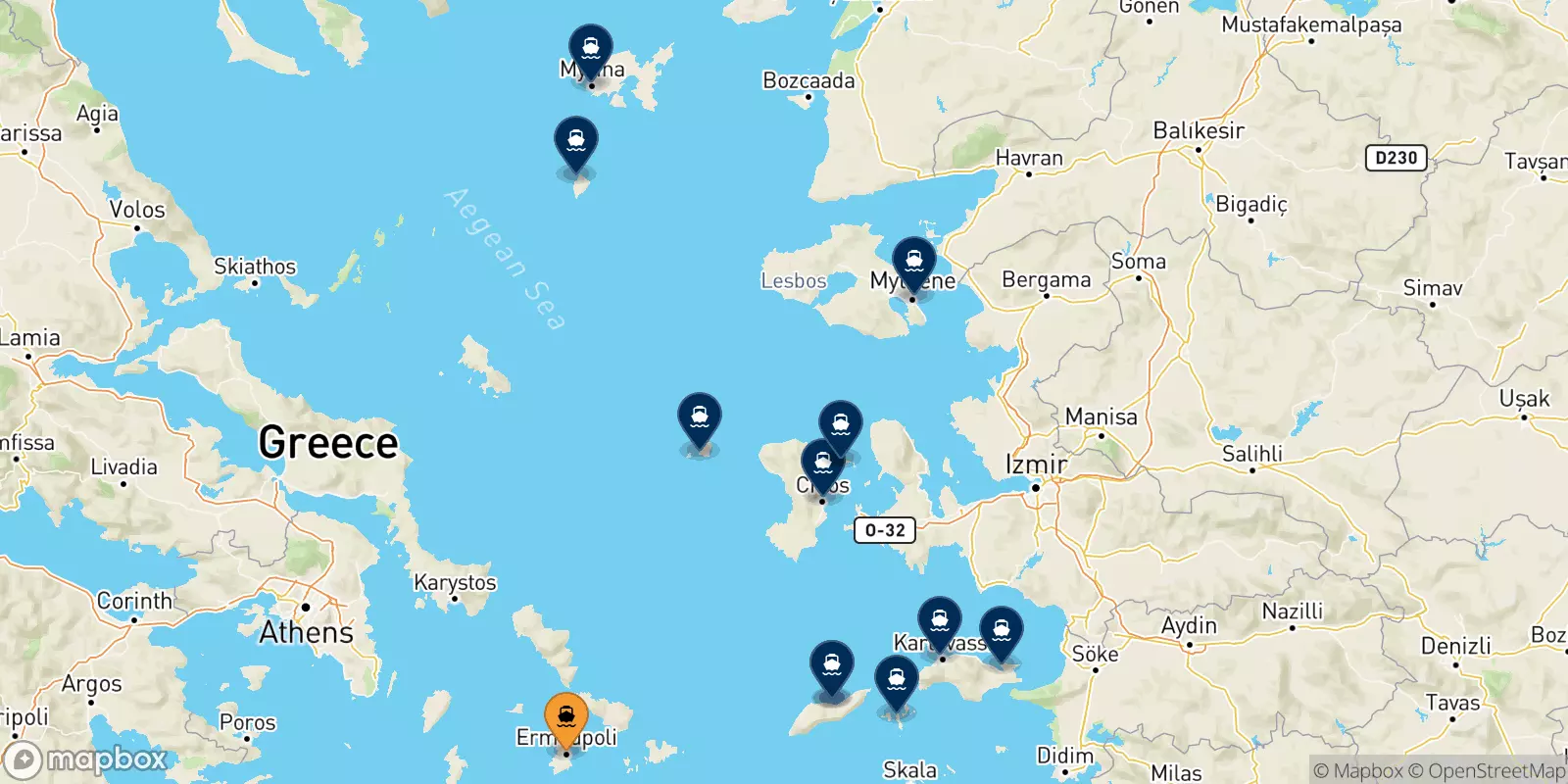 Traghetti da Syros per le Isole Egeo Nord Orientale