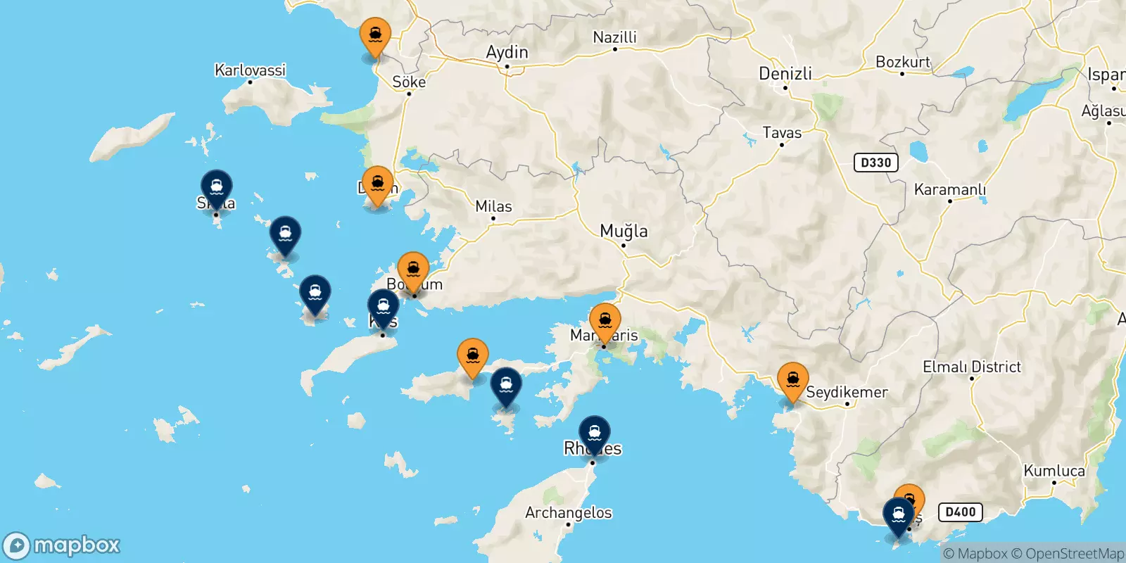 Traghetti dalla Turchia per le Isole Dodecaneso