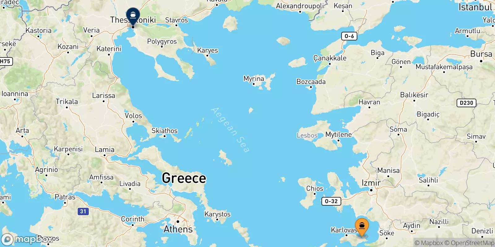 Traghetti da Vathi (Samos) per Salonicco