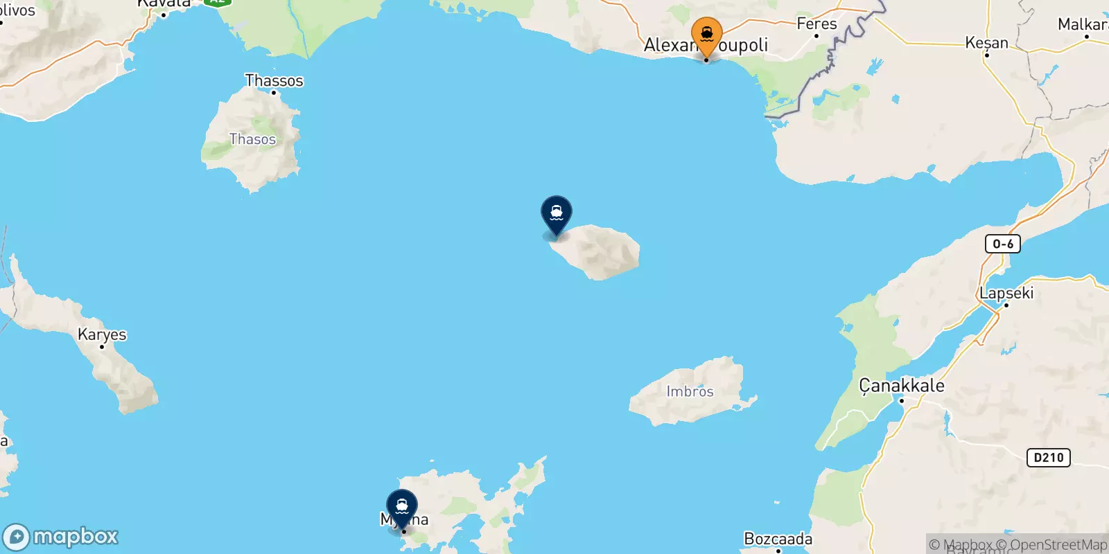 Traghetti da Alexandroupoli per le Isole Egeo Nord Orientale