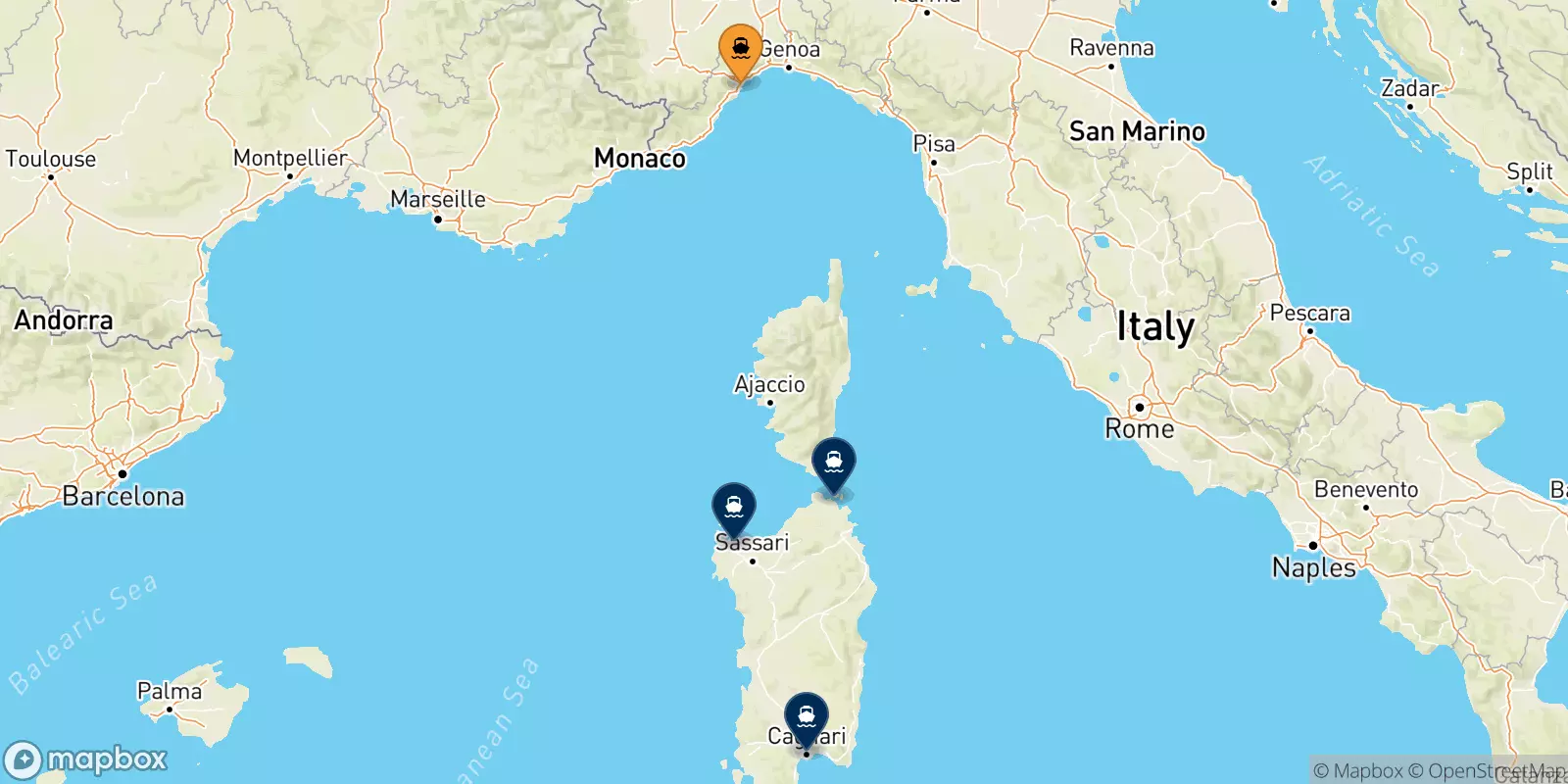 Traghetti da Savona per l'Italia