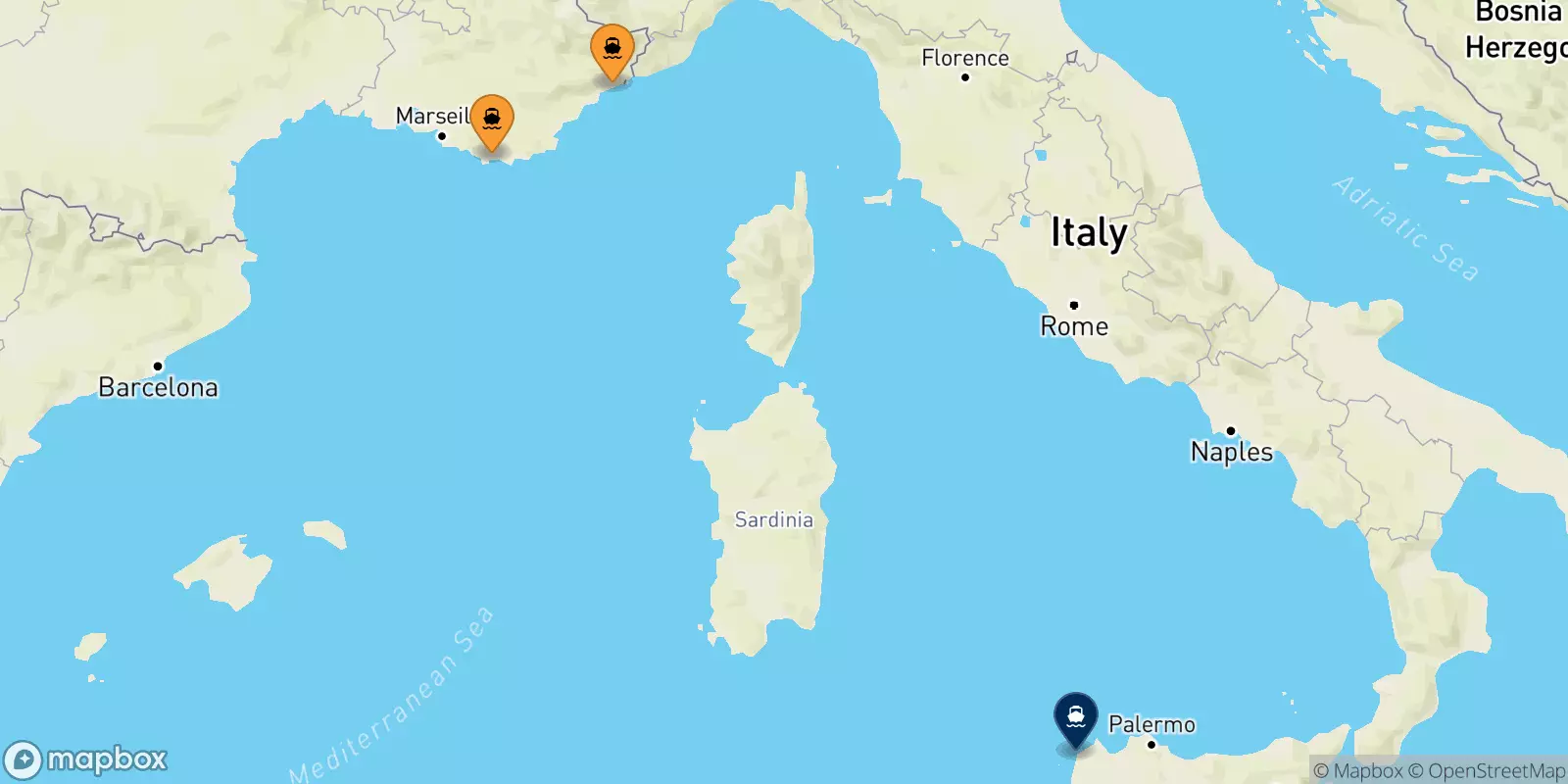 Traghetti dalla Francia per la Sicilia