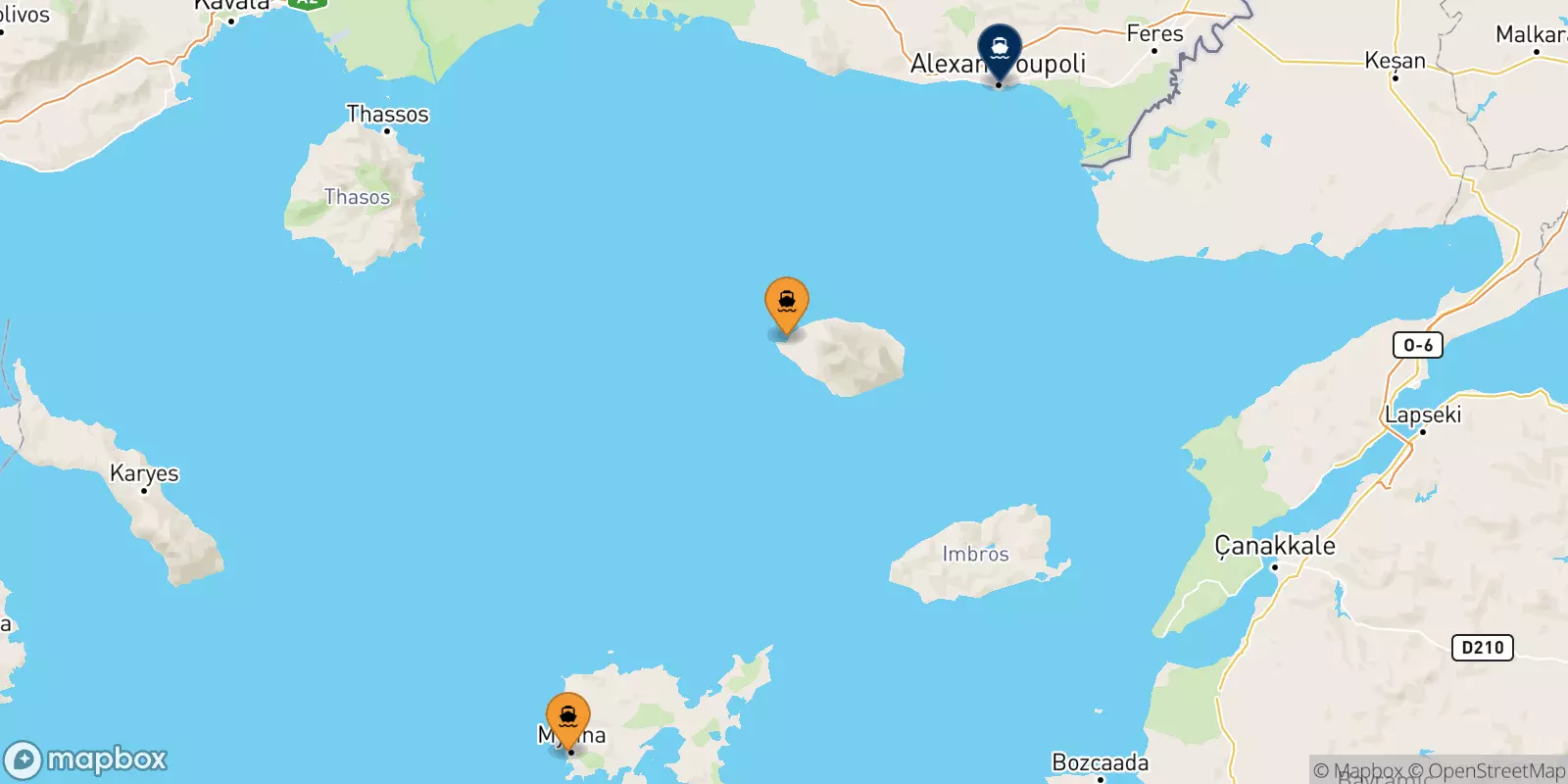 Traghetti dalle Isole Egeo Nord Orientale per Alexandroupoli