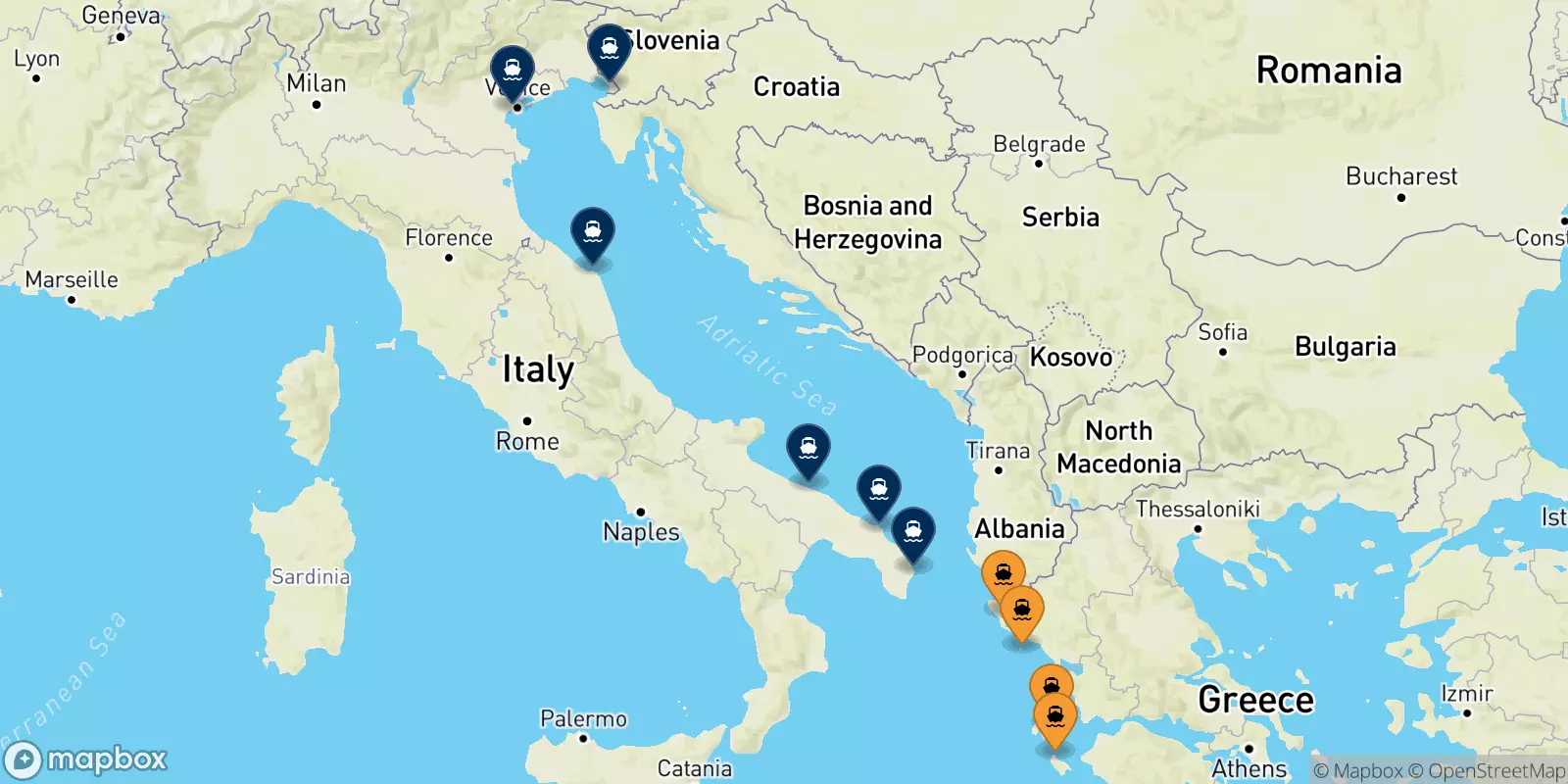 Traghetti dalle Isole Ionie per l'Italia