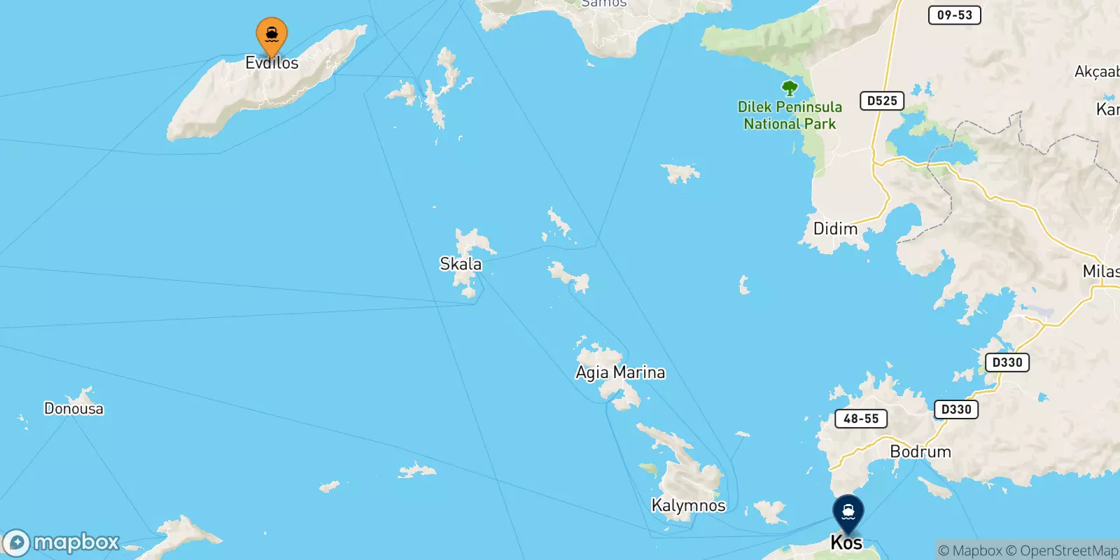 Traghetti da Evdilos (Ikaria) per Kos