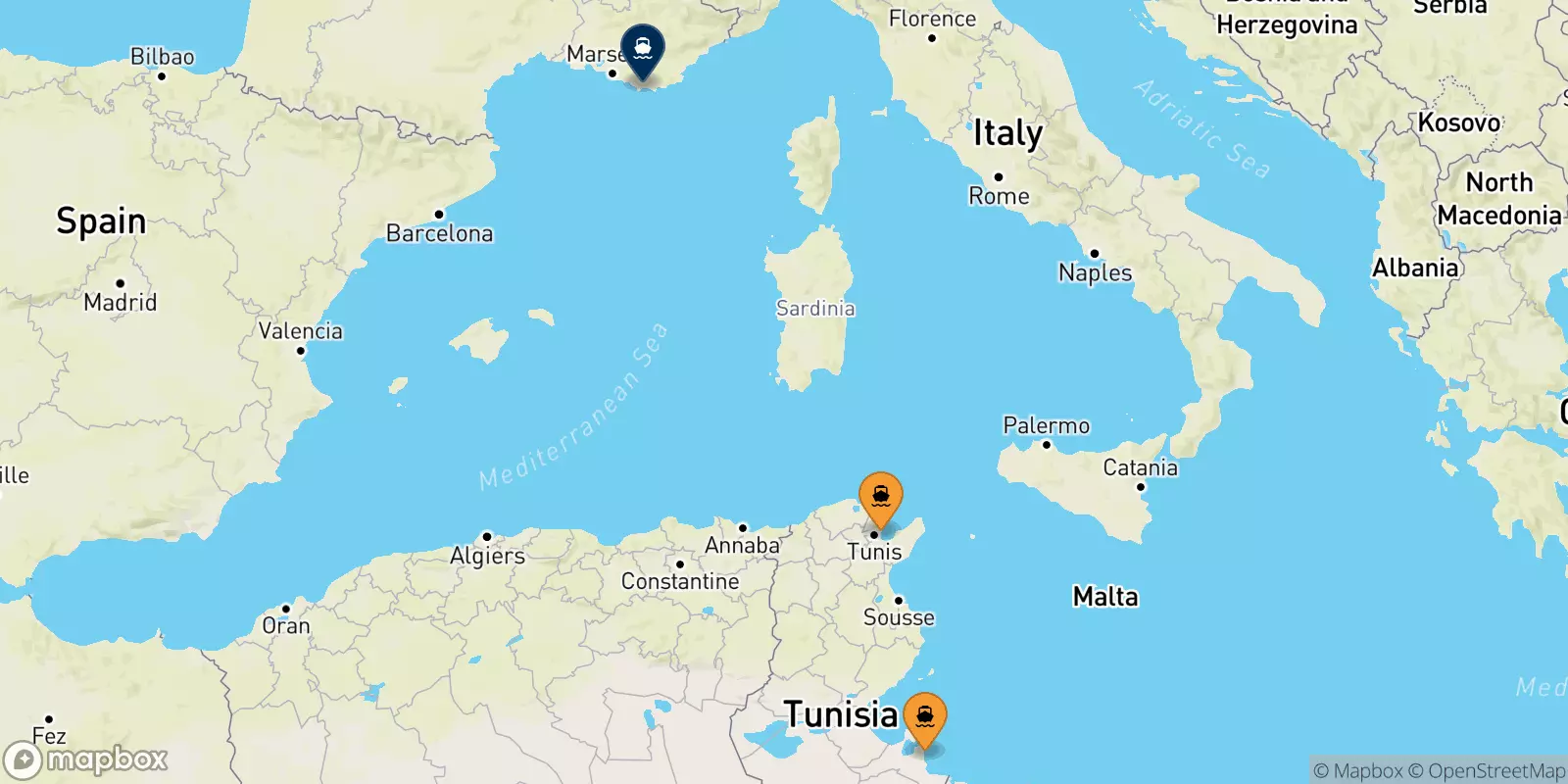 Traghetti dalla Tunisia per Tolone