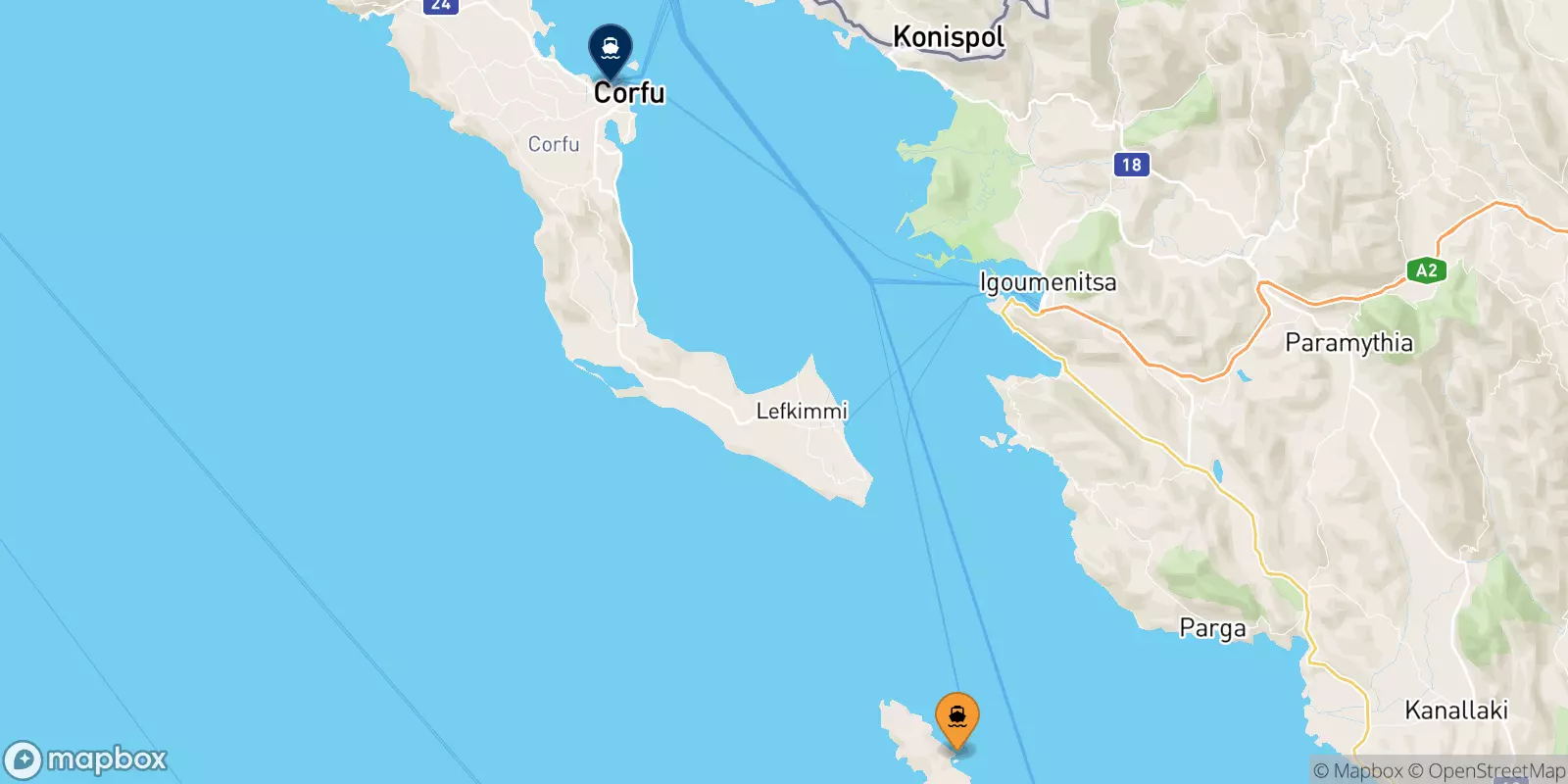 Traghetti da Paxos per Corfu